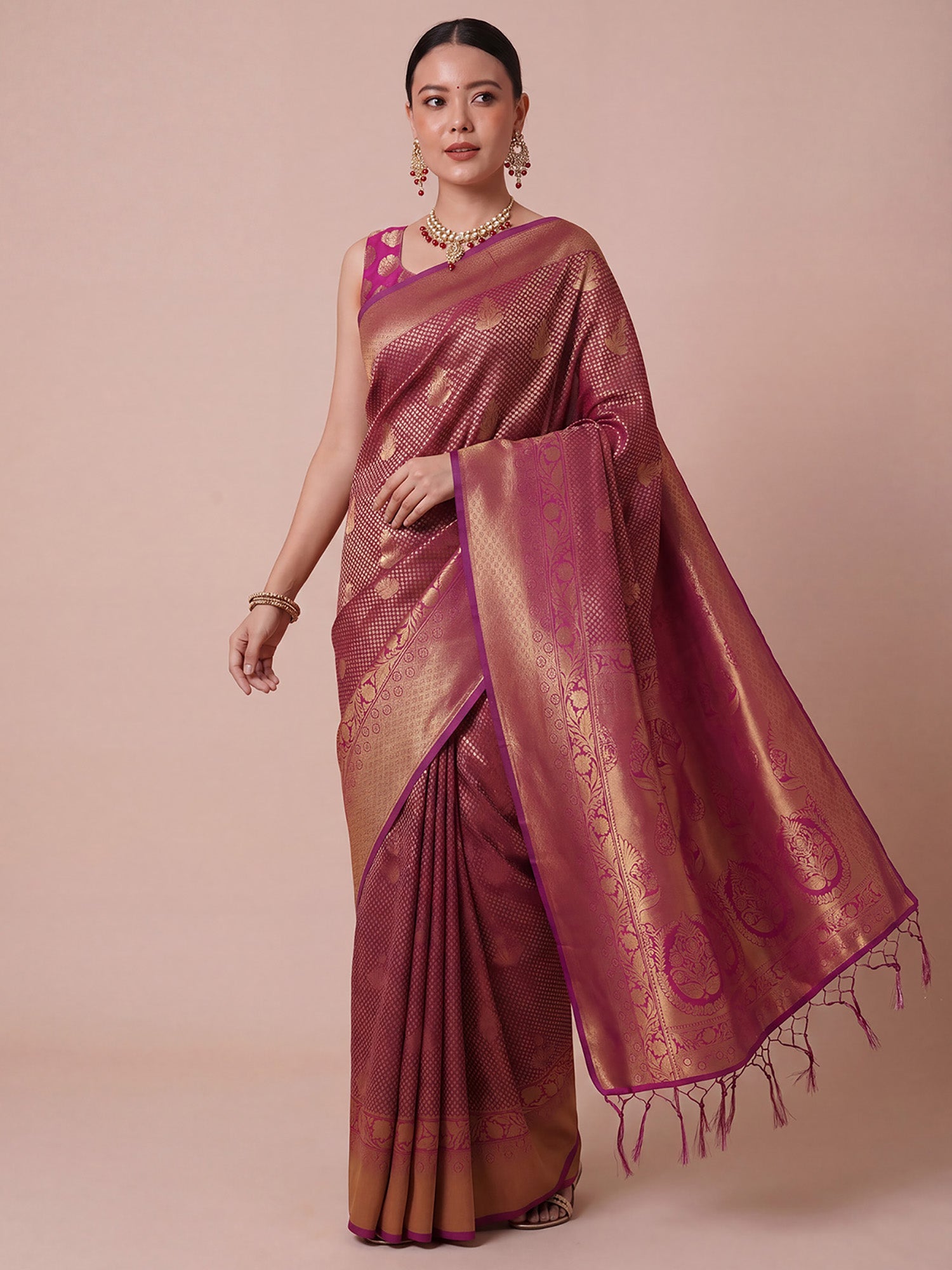 Wine Silk Blend saree – detail view 2
