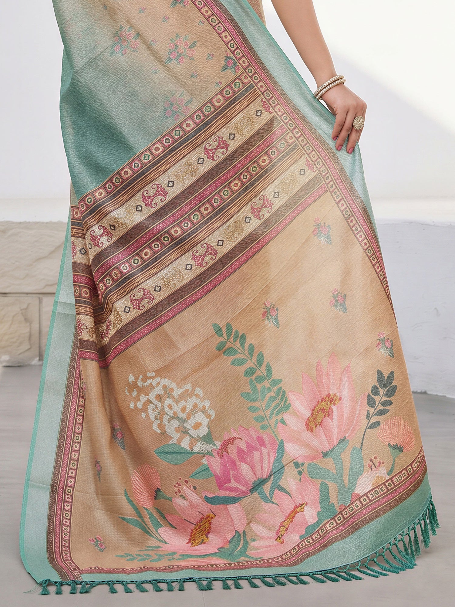 Light Brown Cotton Silk saree – detail view 5