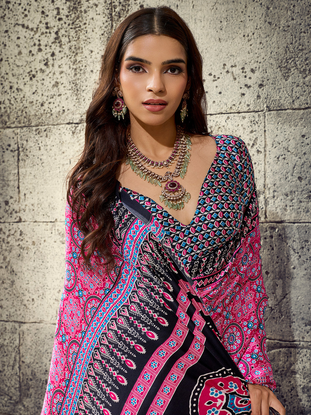 Pink Satin saree – detail view 2