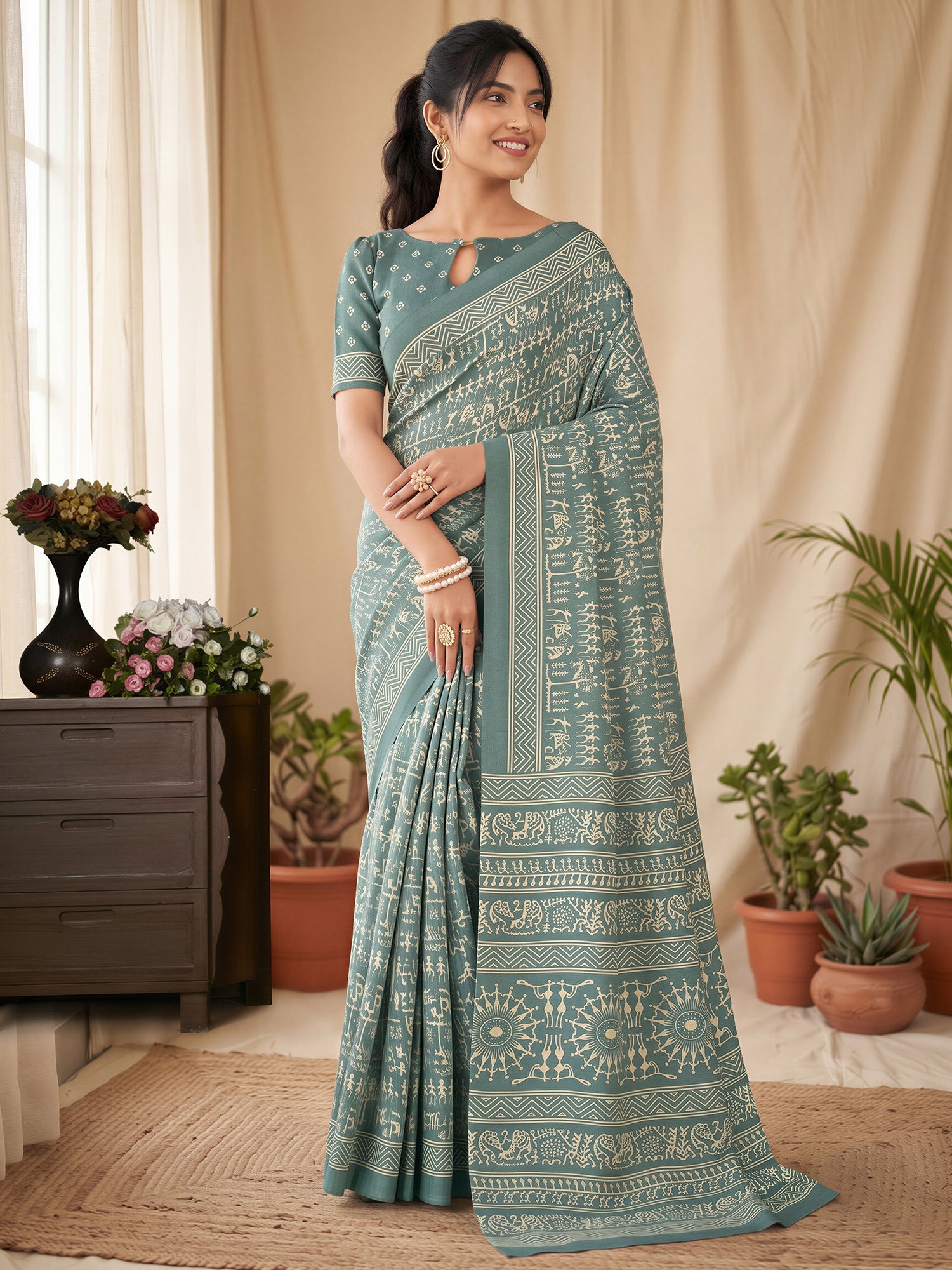 Seagreen Dola Silk saree – detail view 3