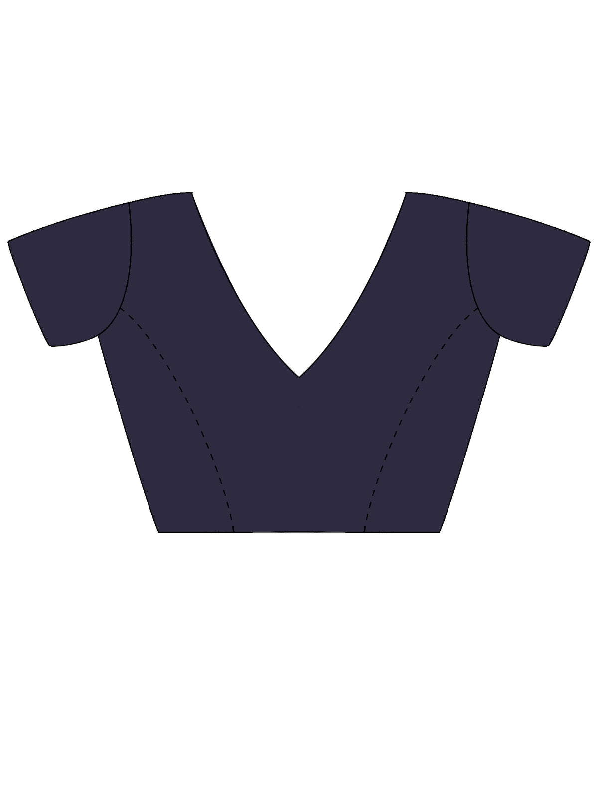 Unstitched navy blue silk blend blouse piece with solid design