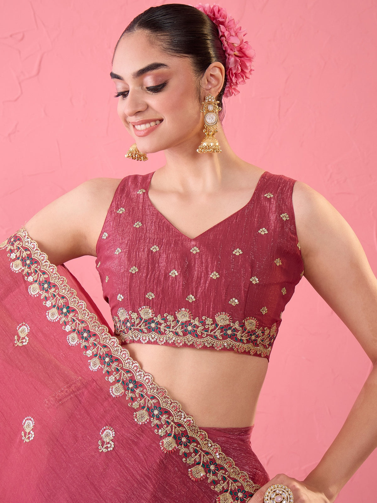 Mauve Tissue saree – detail view 6