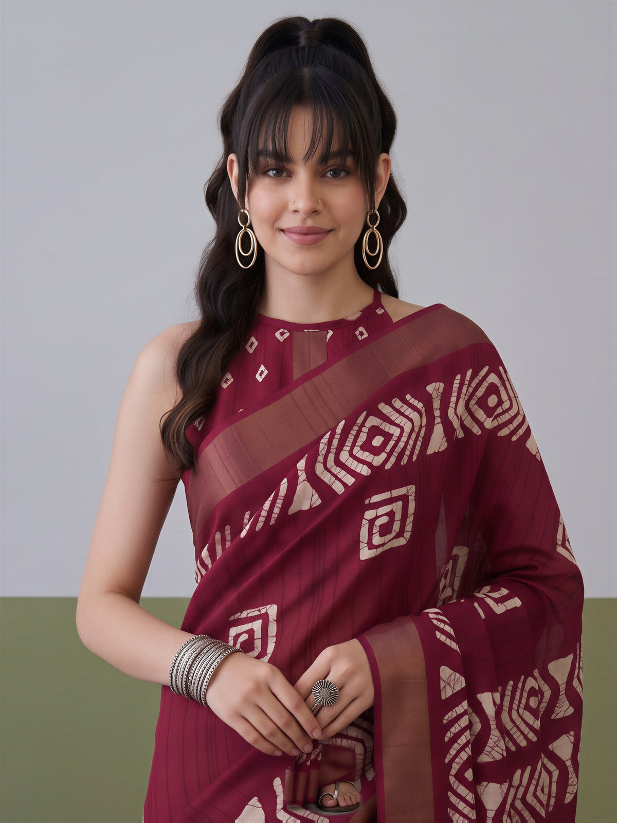 Magenta Silk Blend saree – detail view 4