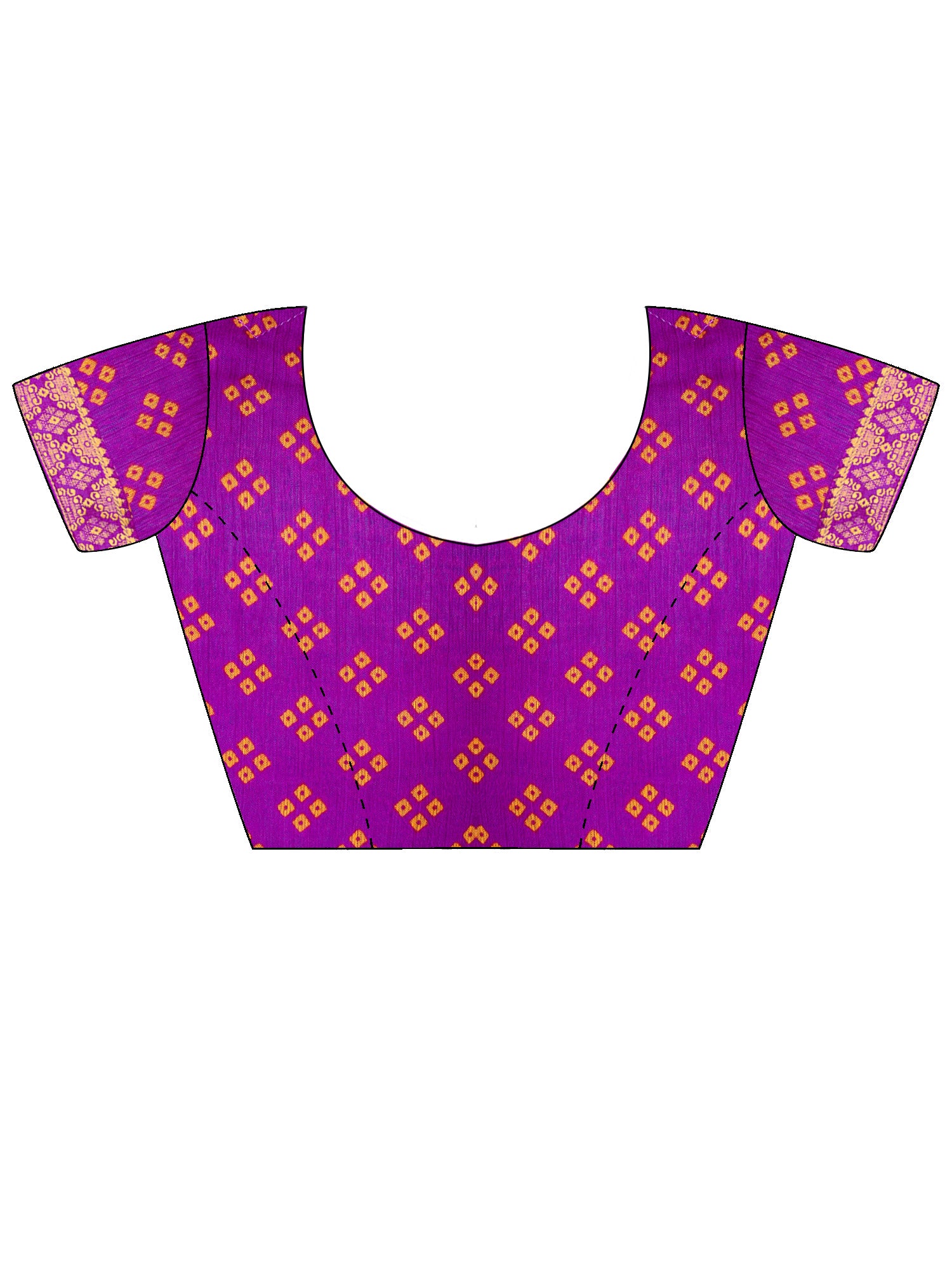 Unstitched magenta chiffon blouse piece with bandhani design