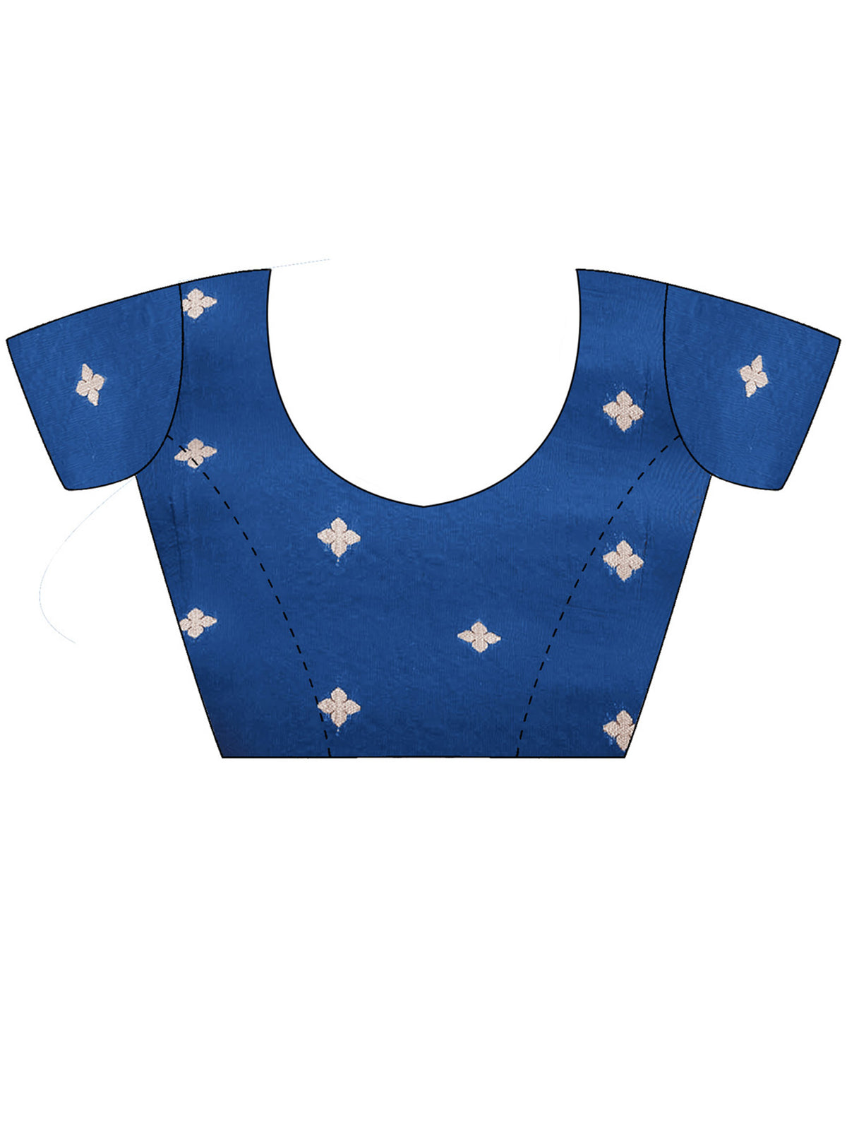 Unstitched blue viscose silk blouse piece with floral design