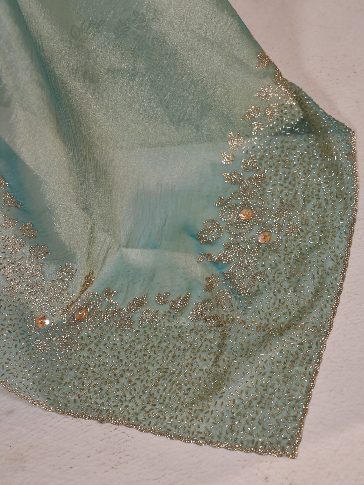 Light Blue organza saree view 6