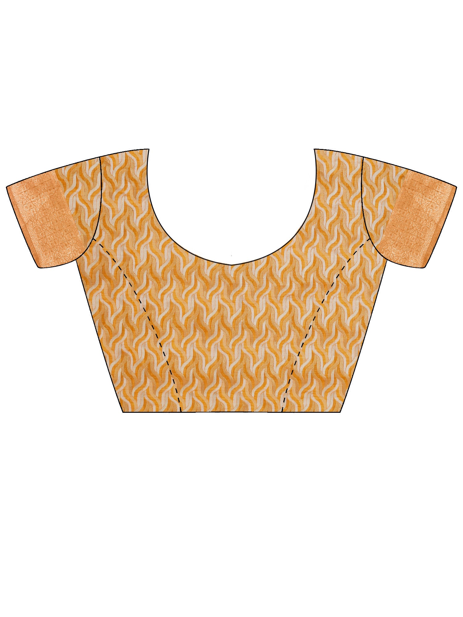 Unstitched mustard cotton linen blouse piece with woven design design
