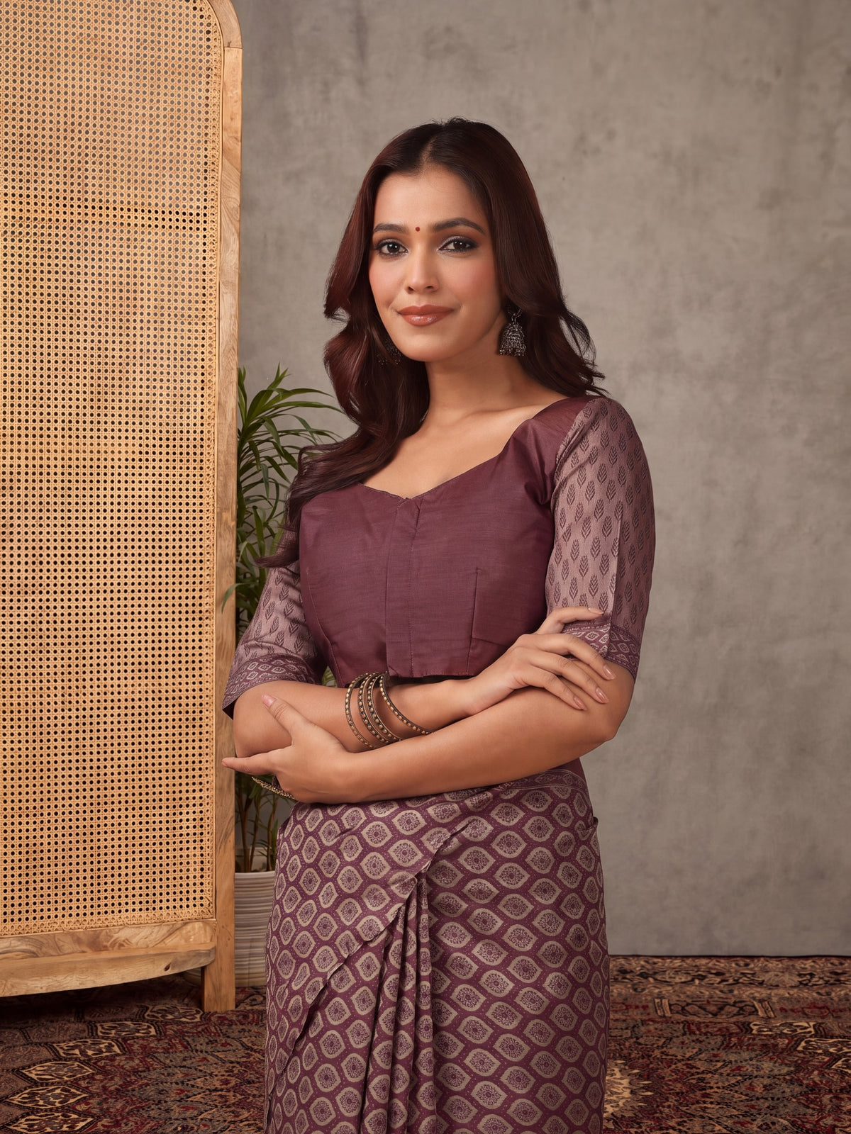 Mauve Silk Blend saree – detail view 4