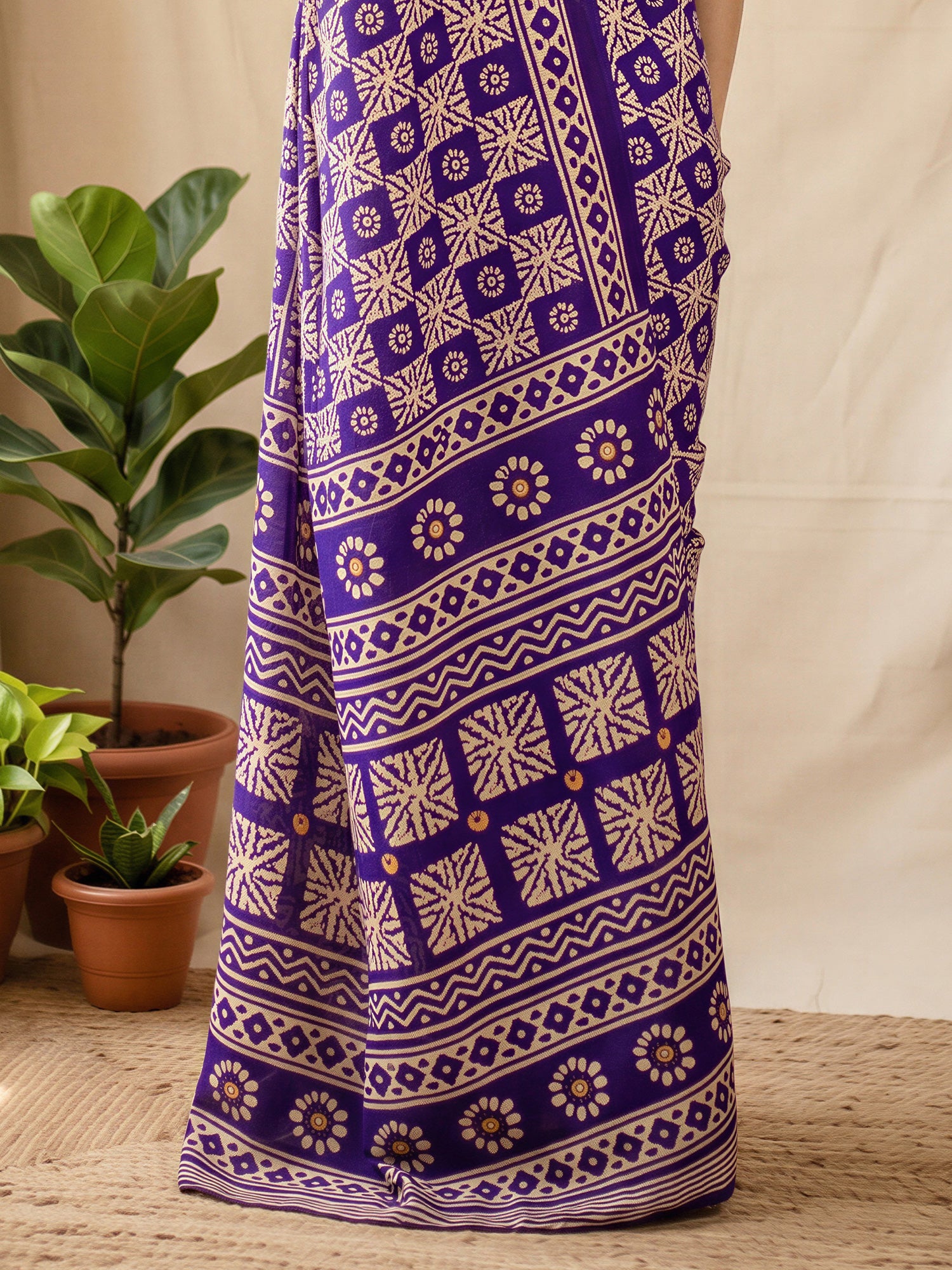 Purple Cotton Blend saree – detail view 5