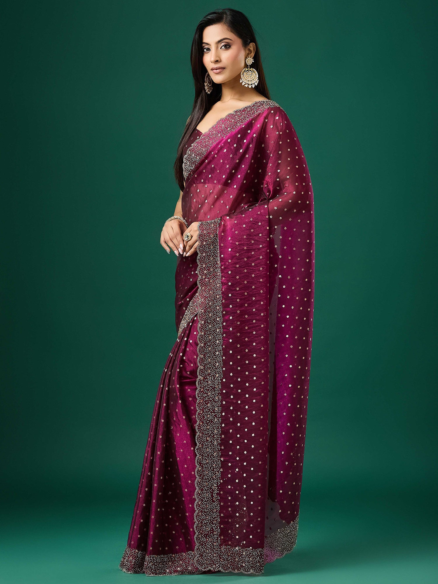 Purple Silk Blend saree – detail view 2