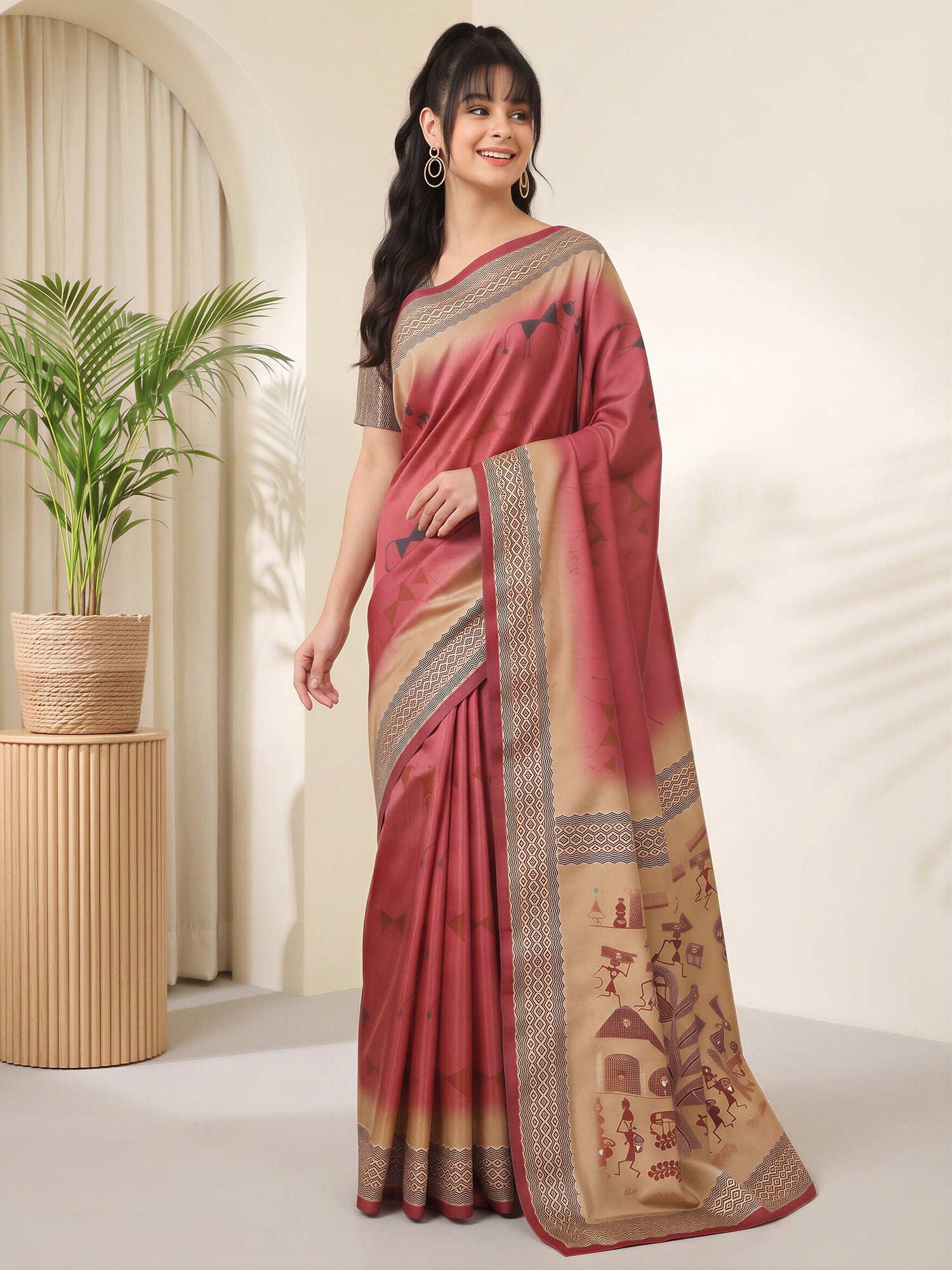 Red Silk Blend saree – detail view 2
