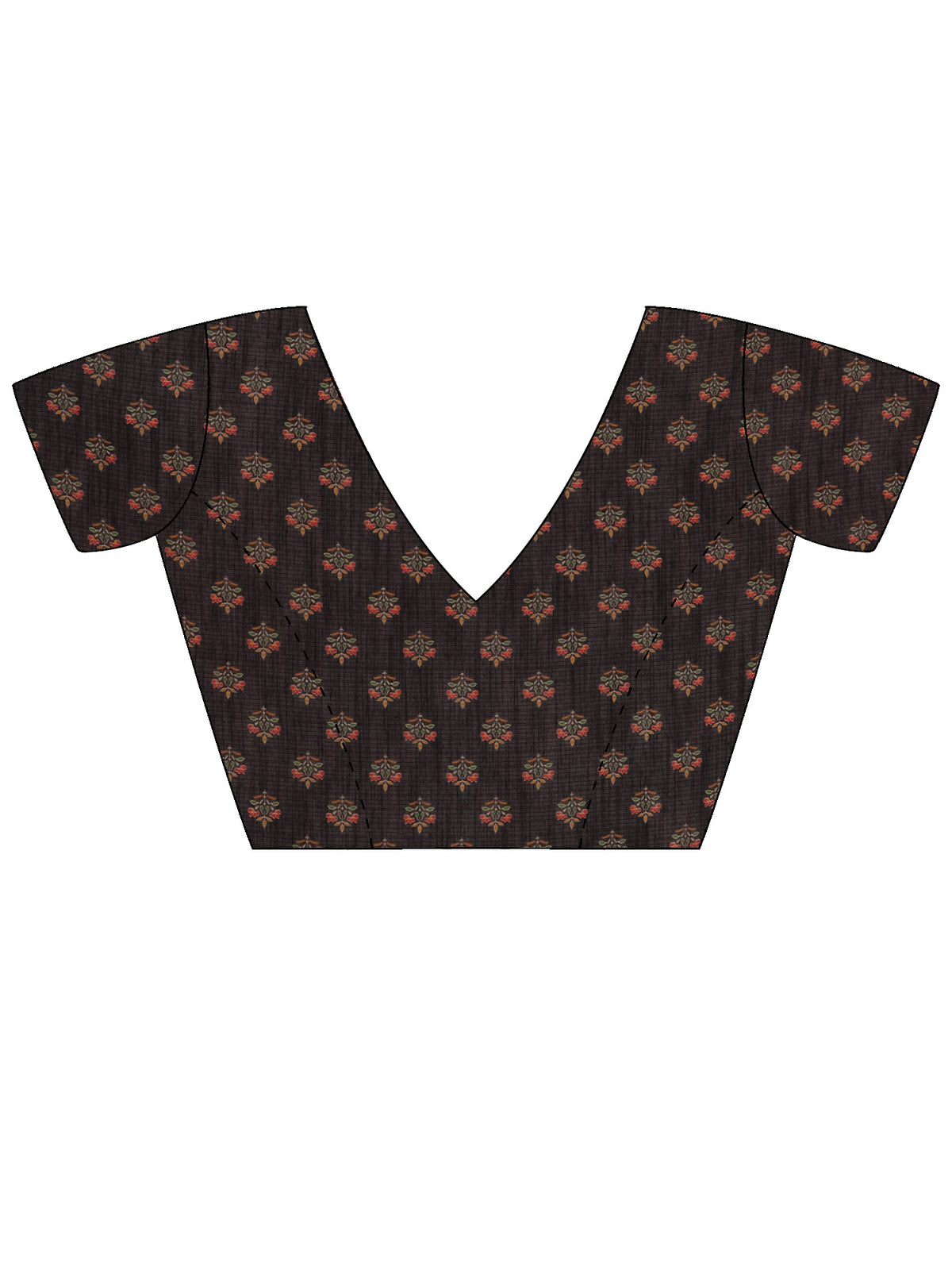 Unstitched black cotton linen blouse piece with solid design