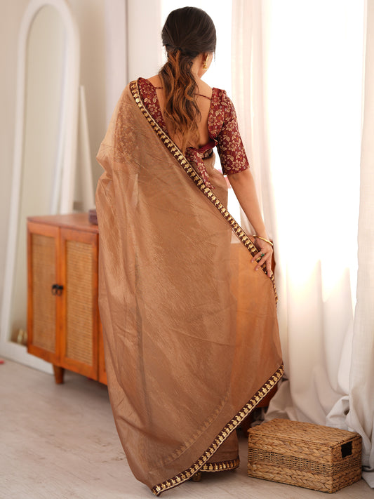 Copper Tissue saree – detail view 1