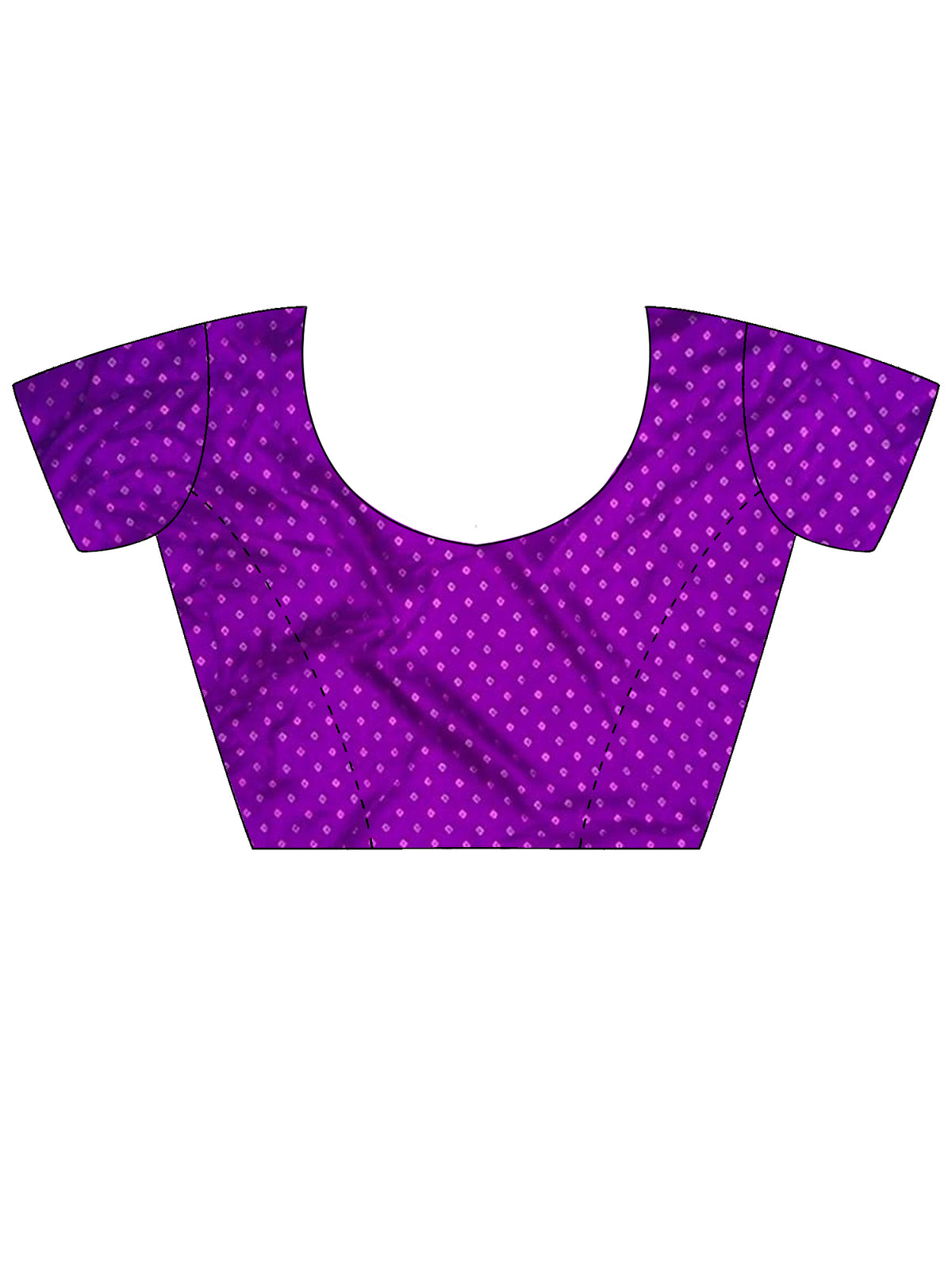 Unstitched violet silk blend blouse piece with ethnic motif design