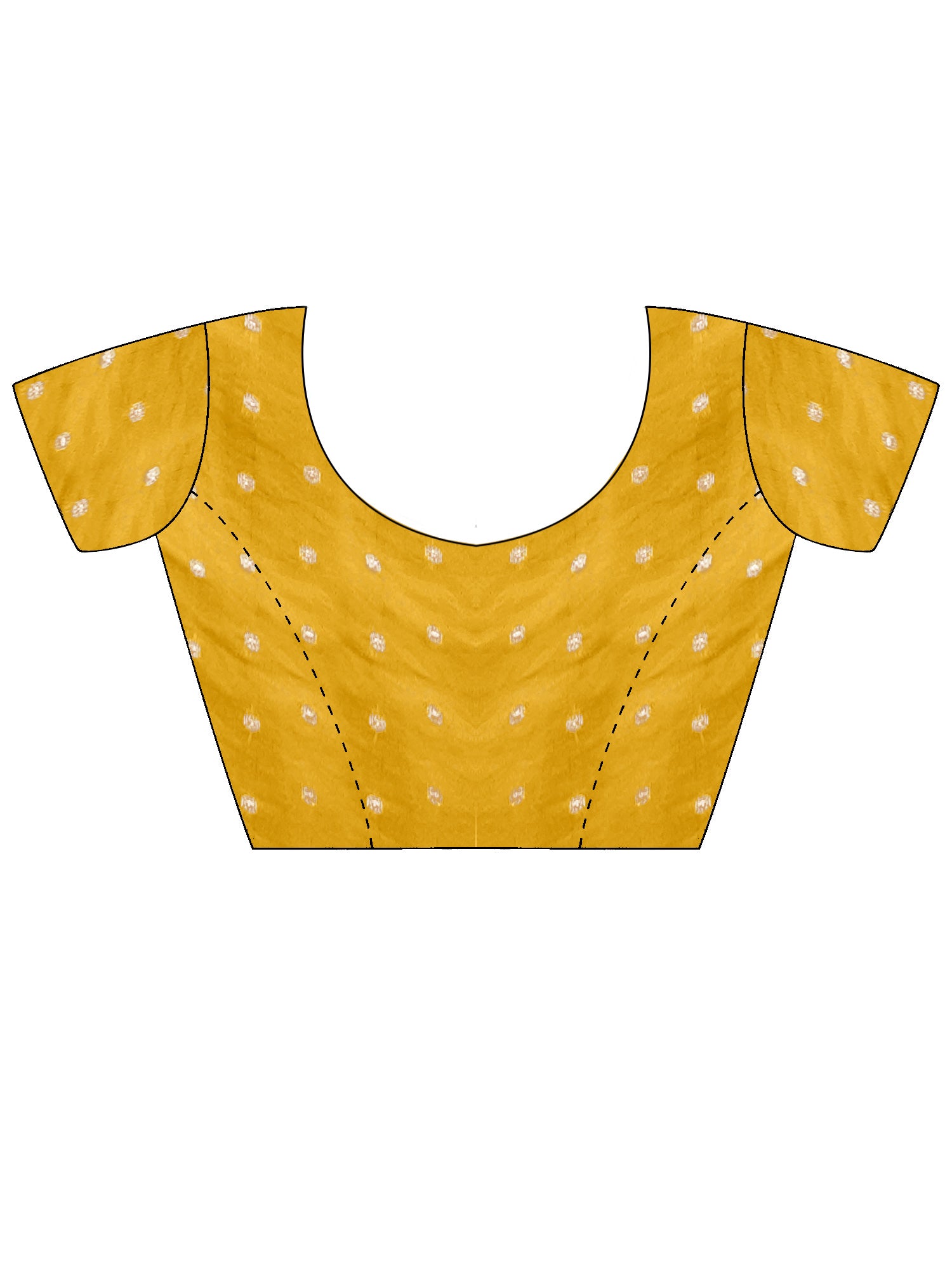 Unstitched yellow silk blend blouse piece with zari butta design