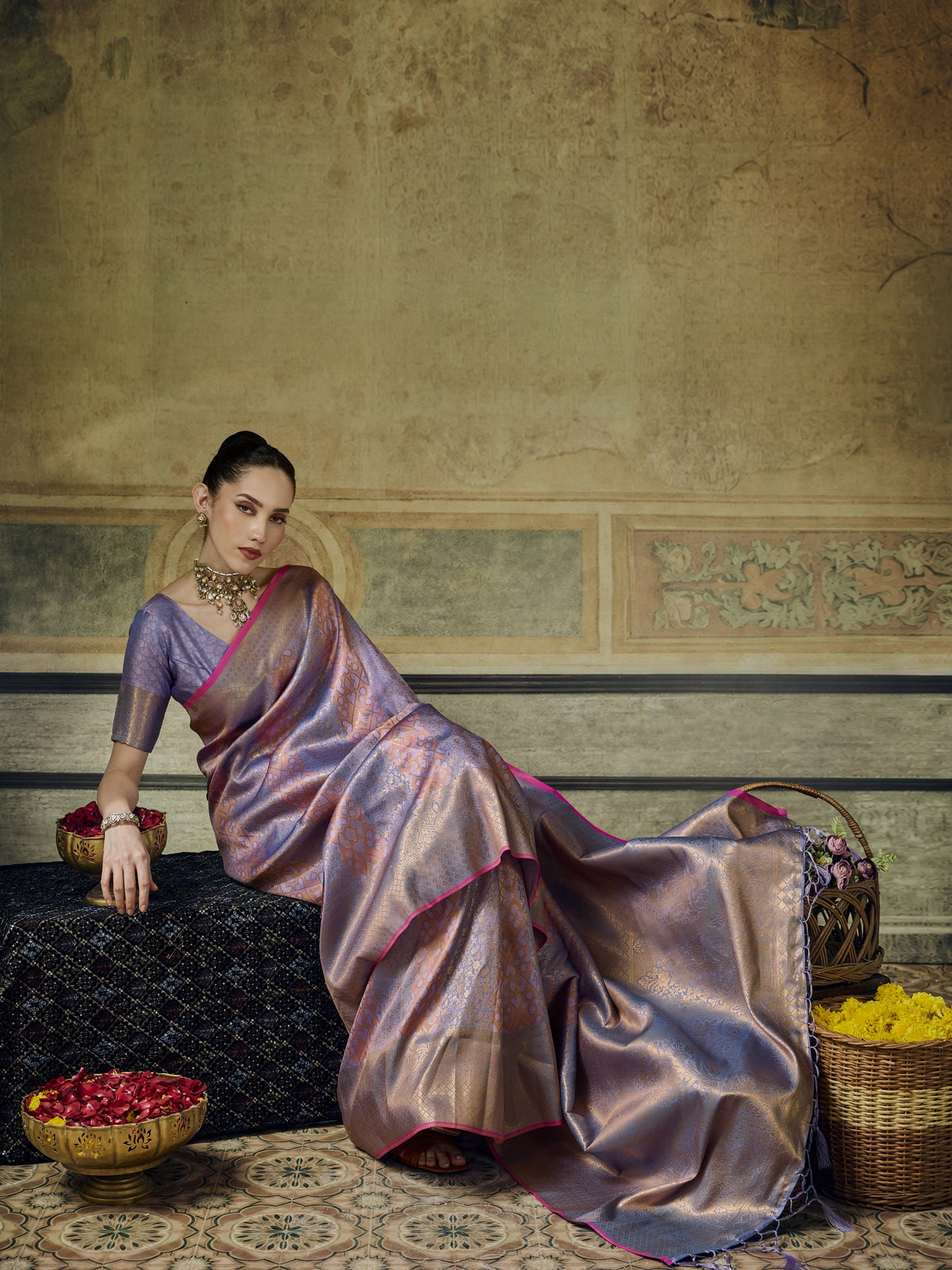 Lavender Pure Silk saree – detail view 4