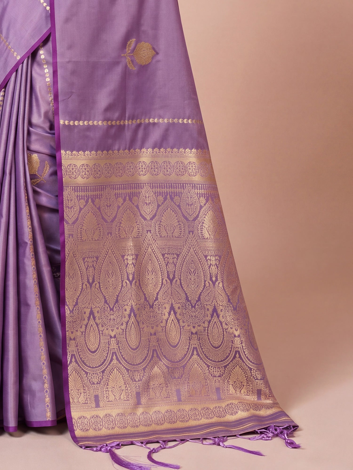 Lavender Satin Silk saree – detail view 5