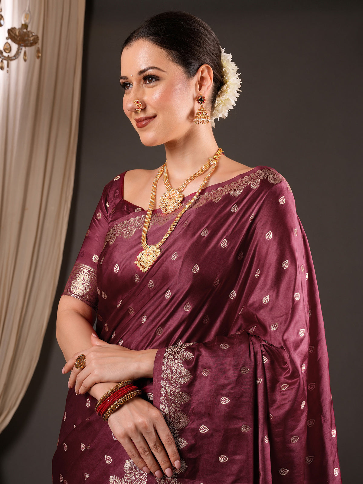 Wine Silk Blend saree – detail view 3