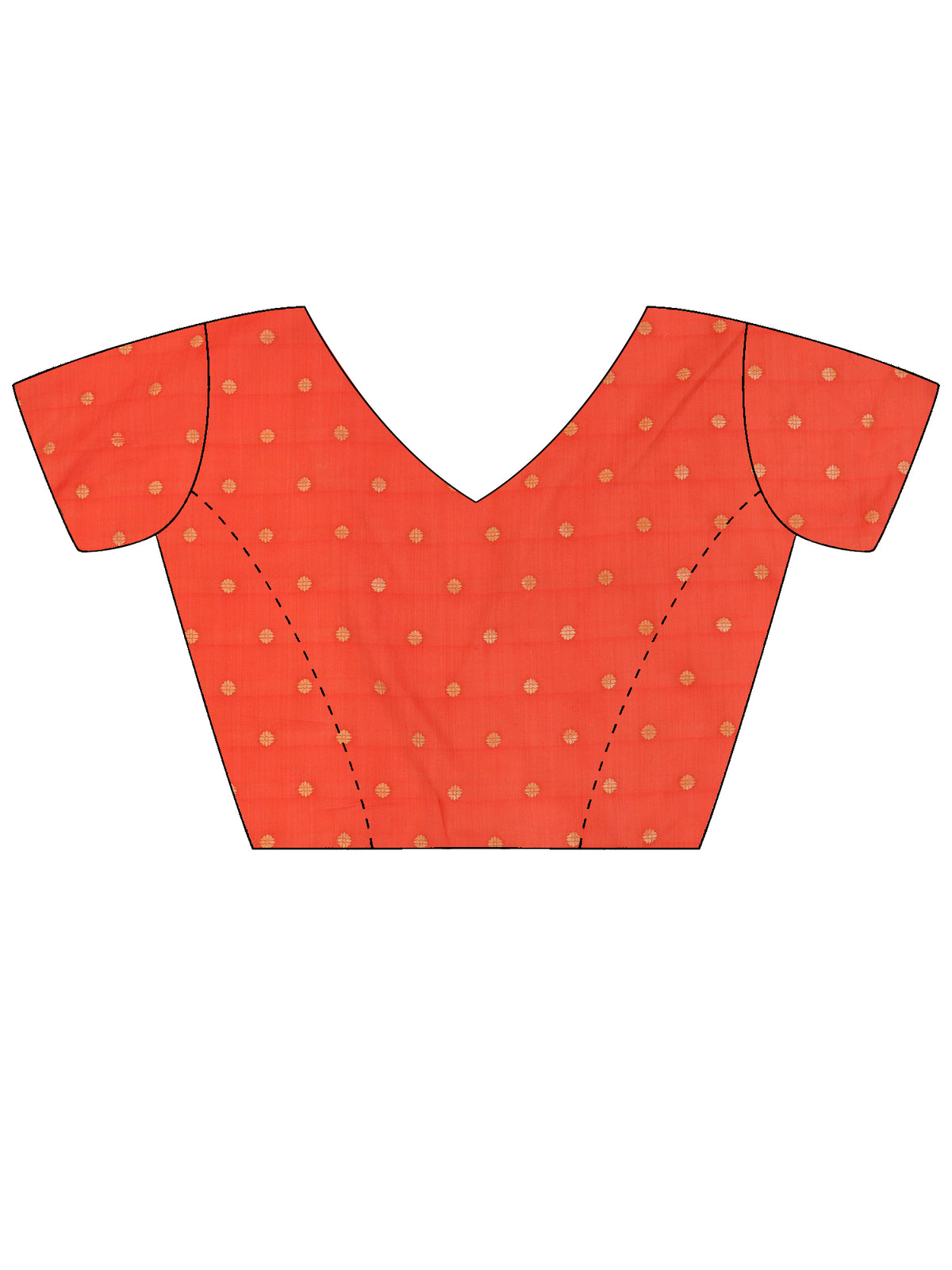 Unstitched orange silk blend blouse piece with zari butta design
