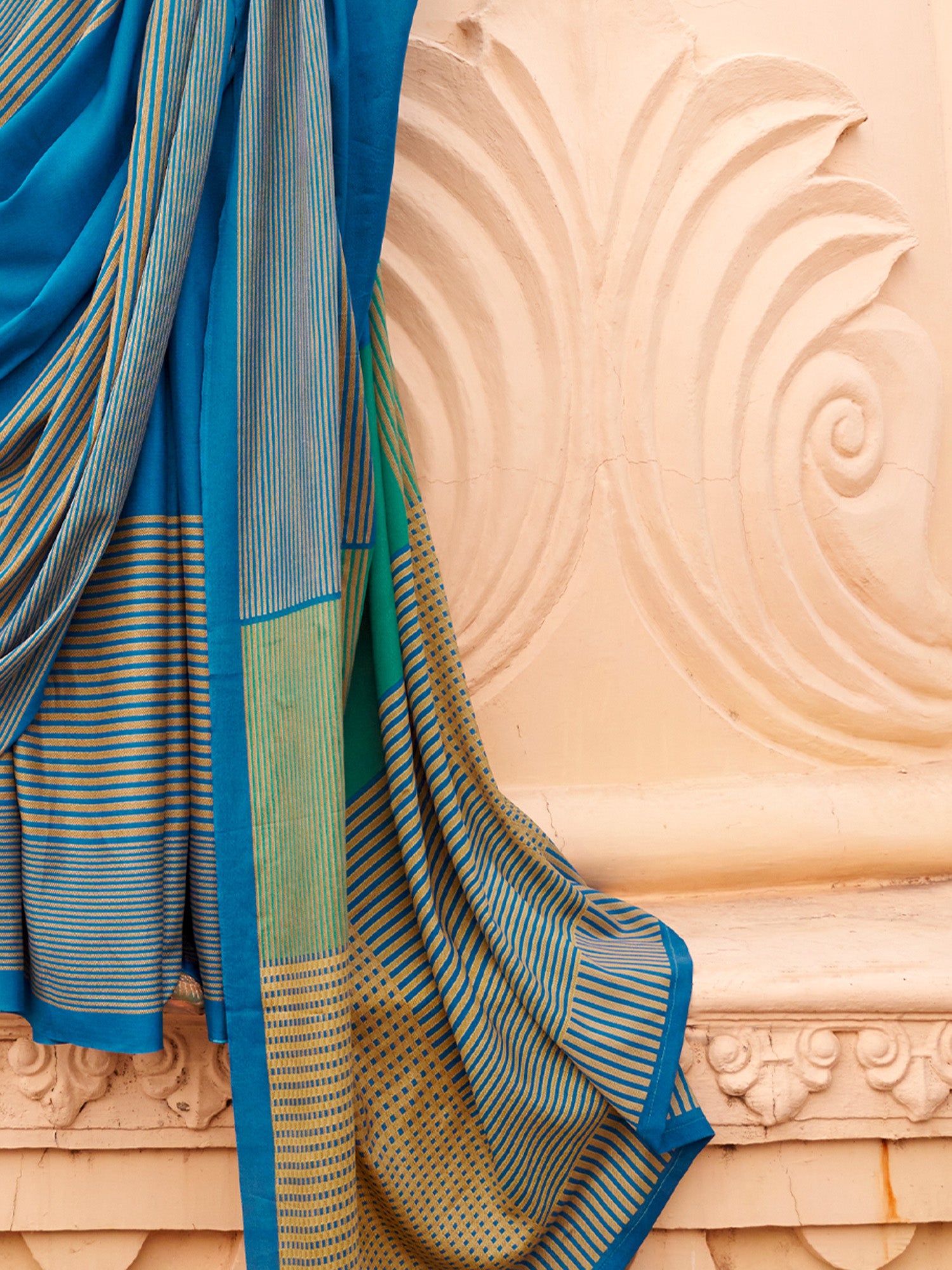 Teal Blue Silk Blend saree – detail view 4