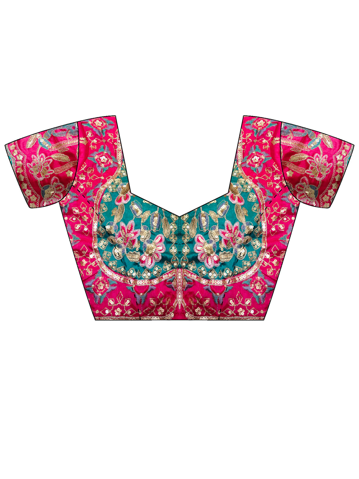 Unstitched pink pure georgette blouse piece with embellished design