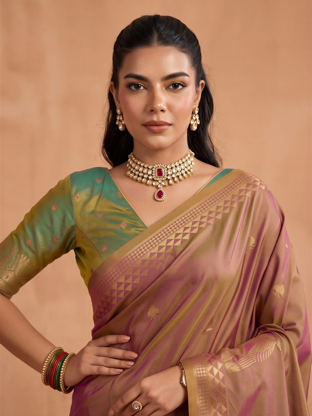 Brown Silk saree – detail view 3