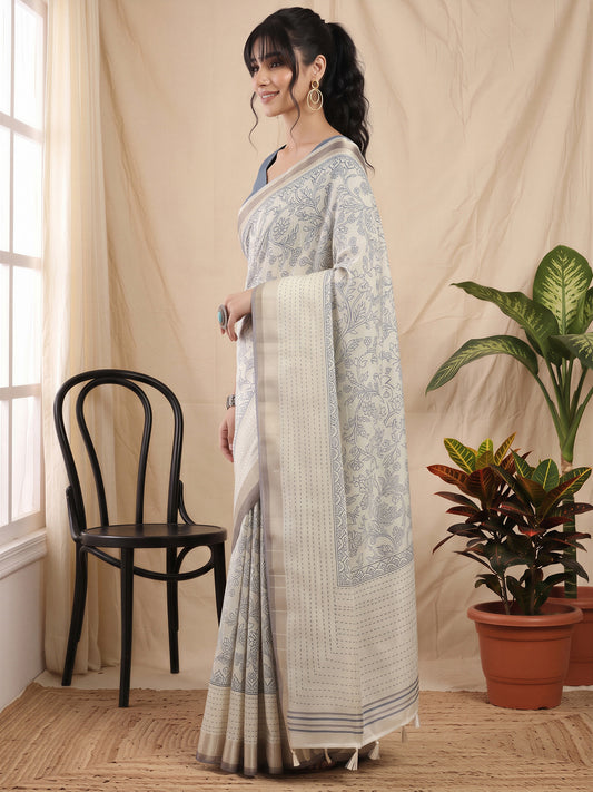 Off White Cotton Silk saree – detail view 2