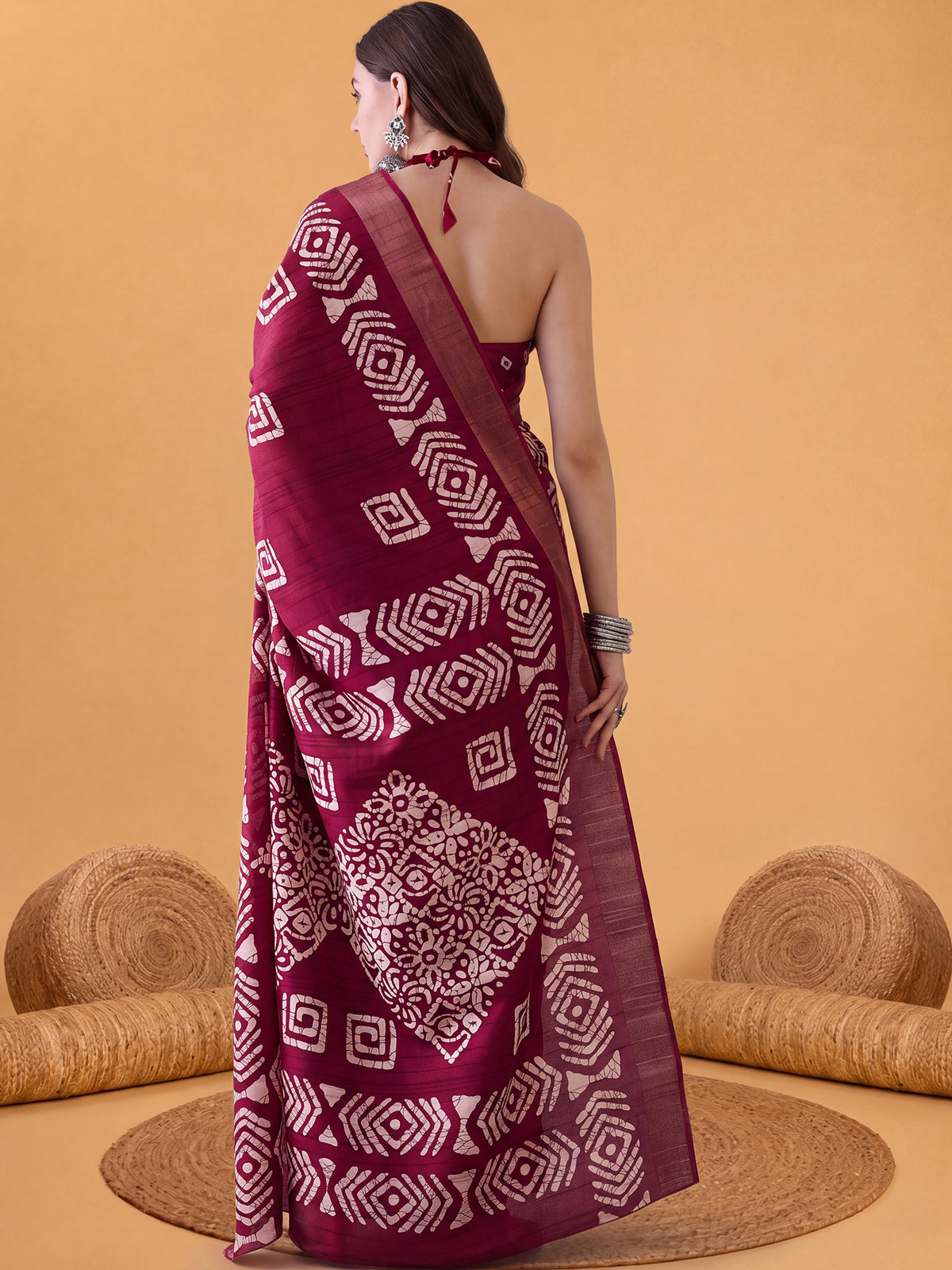 Magenta Silk Blend saree – detail view 1