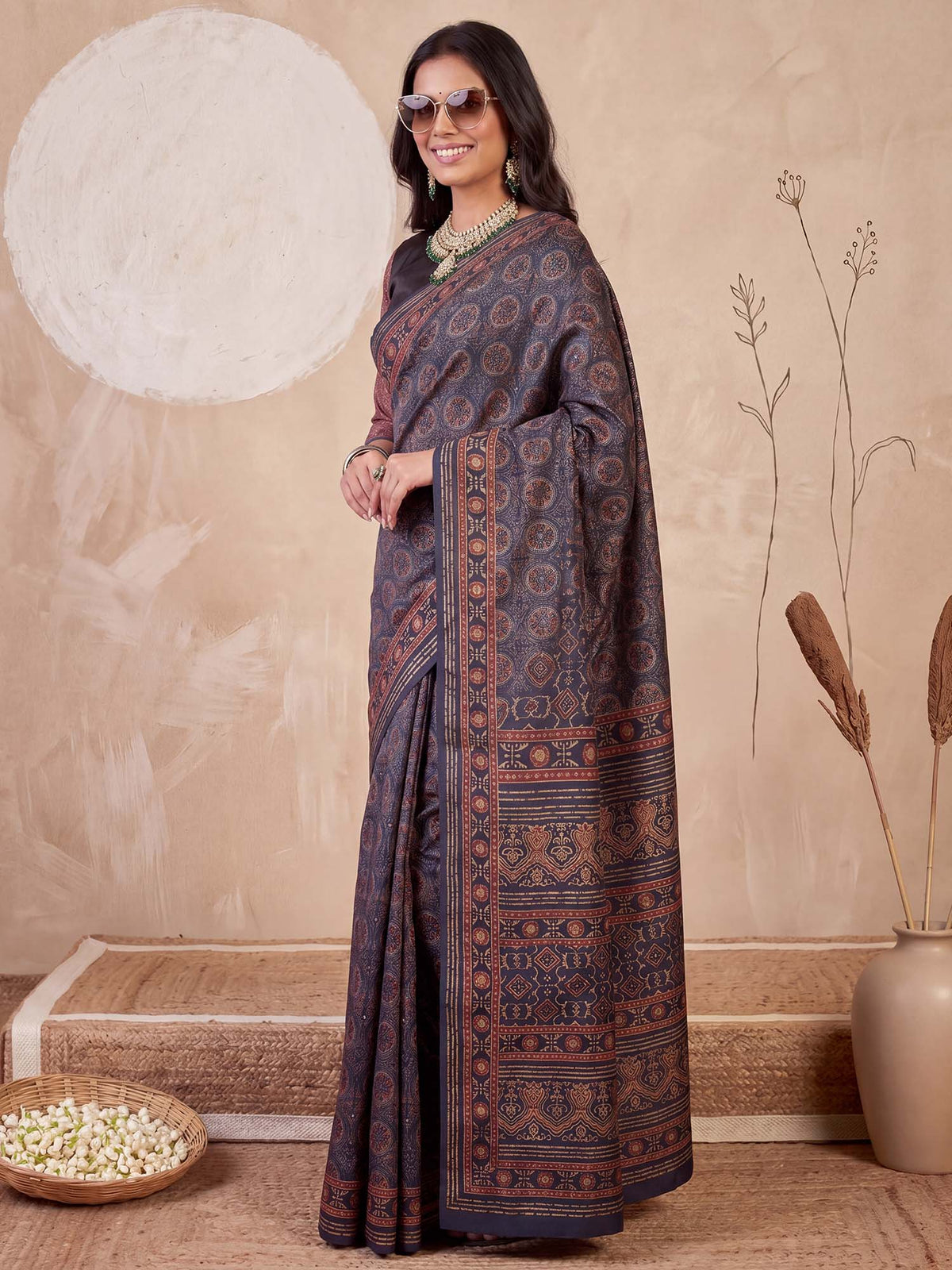 Blue Silk Blend saree – detail view 3