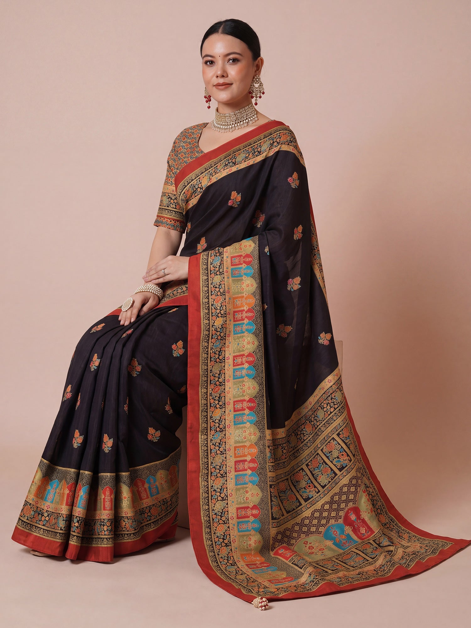 Black Silk Blend saree – detail view 3