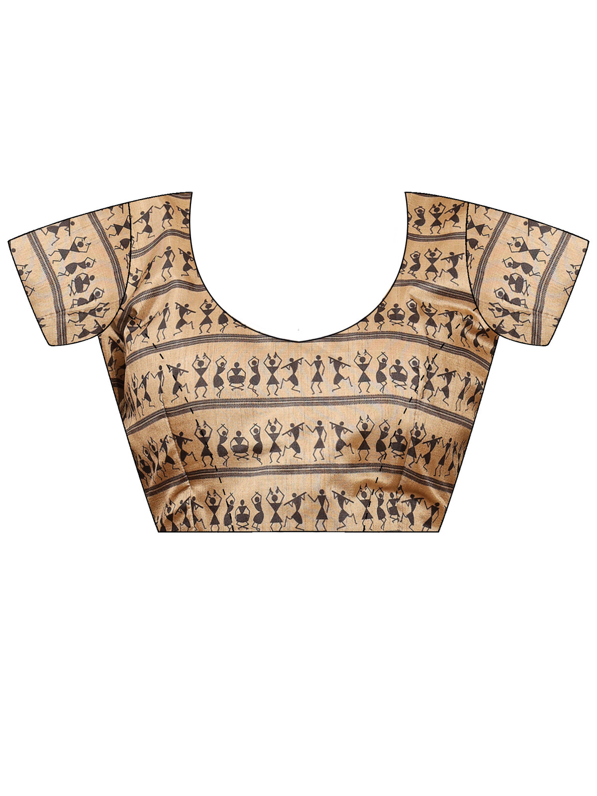 Unstitched cream silk blend blouse piece with ethnic motif design