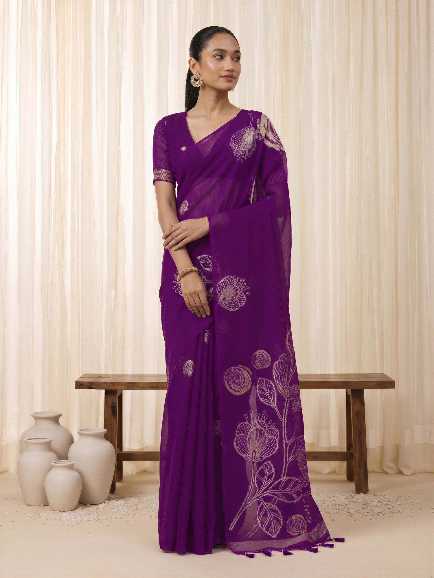 Purple Pure Silk saree – detail view 3