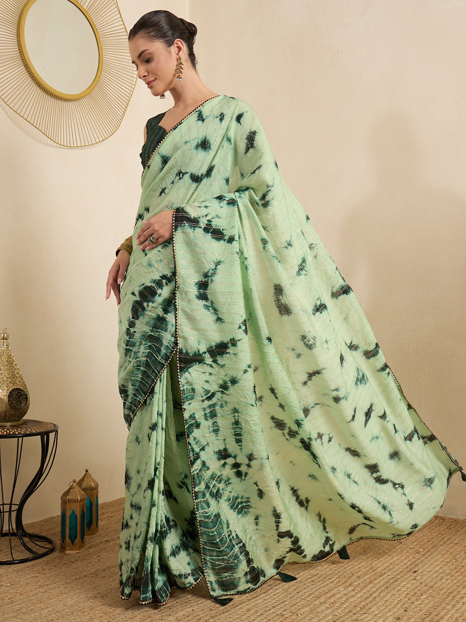 Green Silk Blend saree – detail view 2