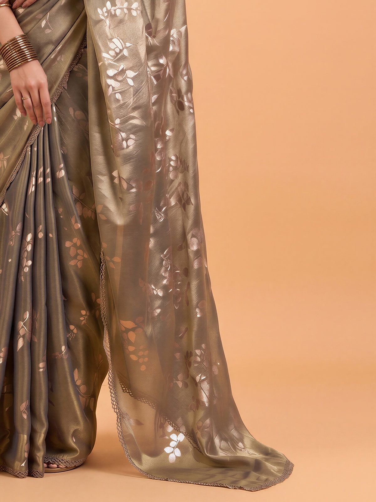 Metallic Satin Silk saree – detail view 5