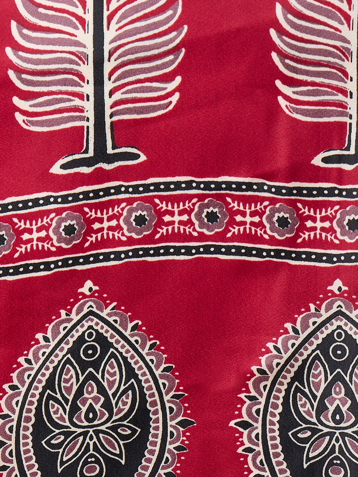 Red satin saree view 7
