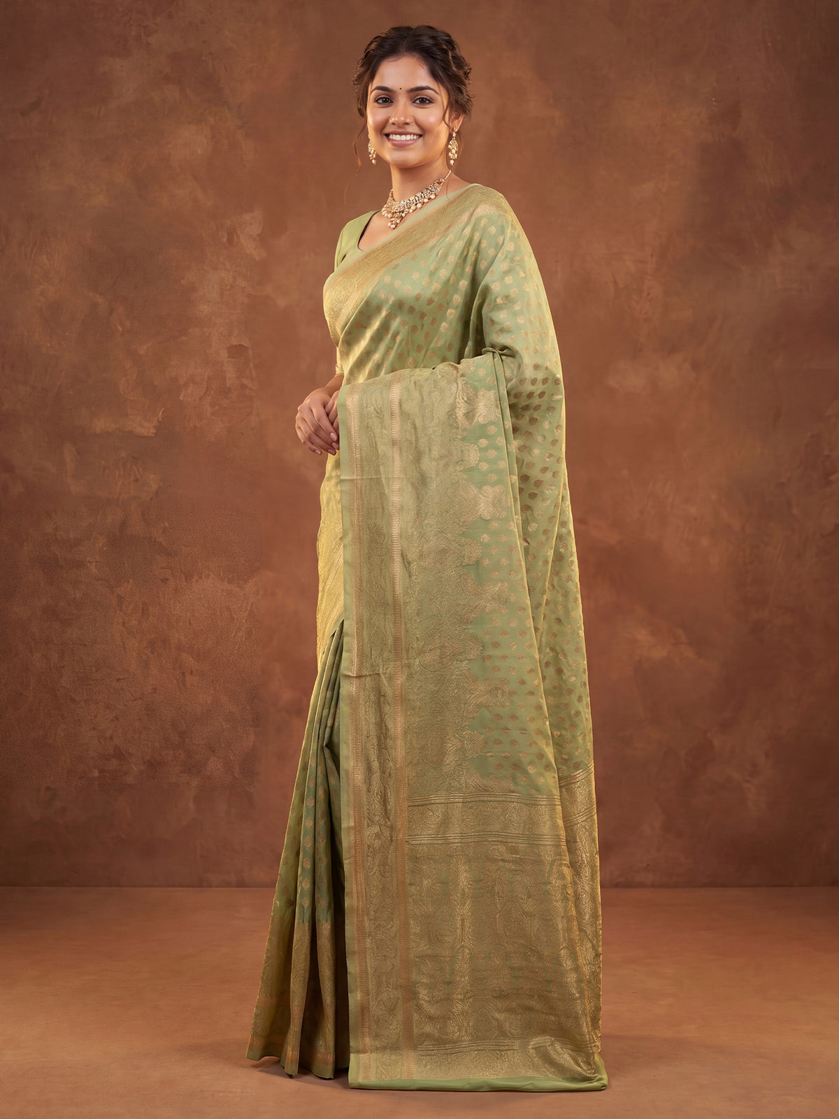 Mint Green Silk Blend saree – detail view 2
