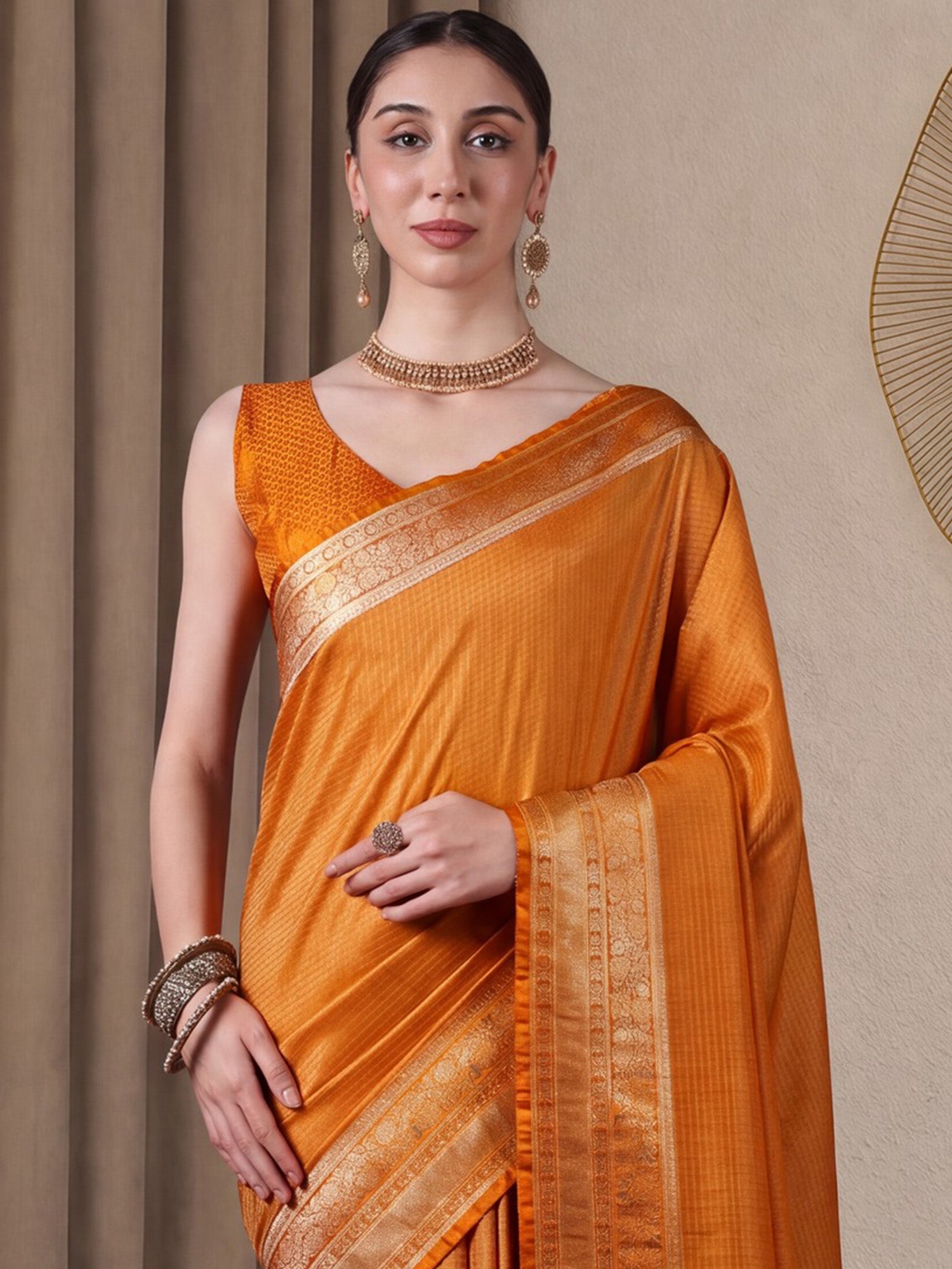 Mustard Banarasi Silk saree – detail view 4