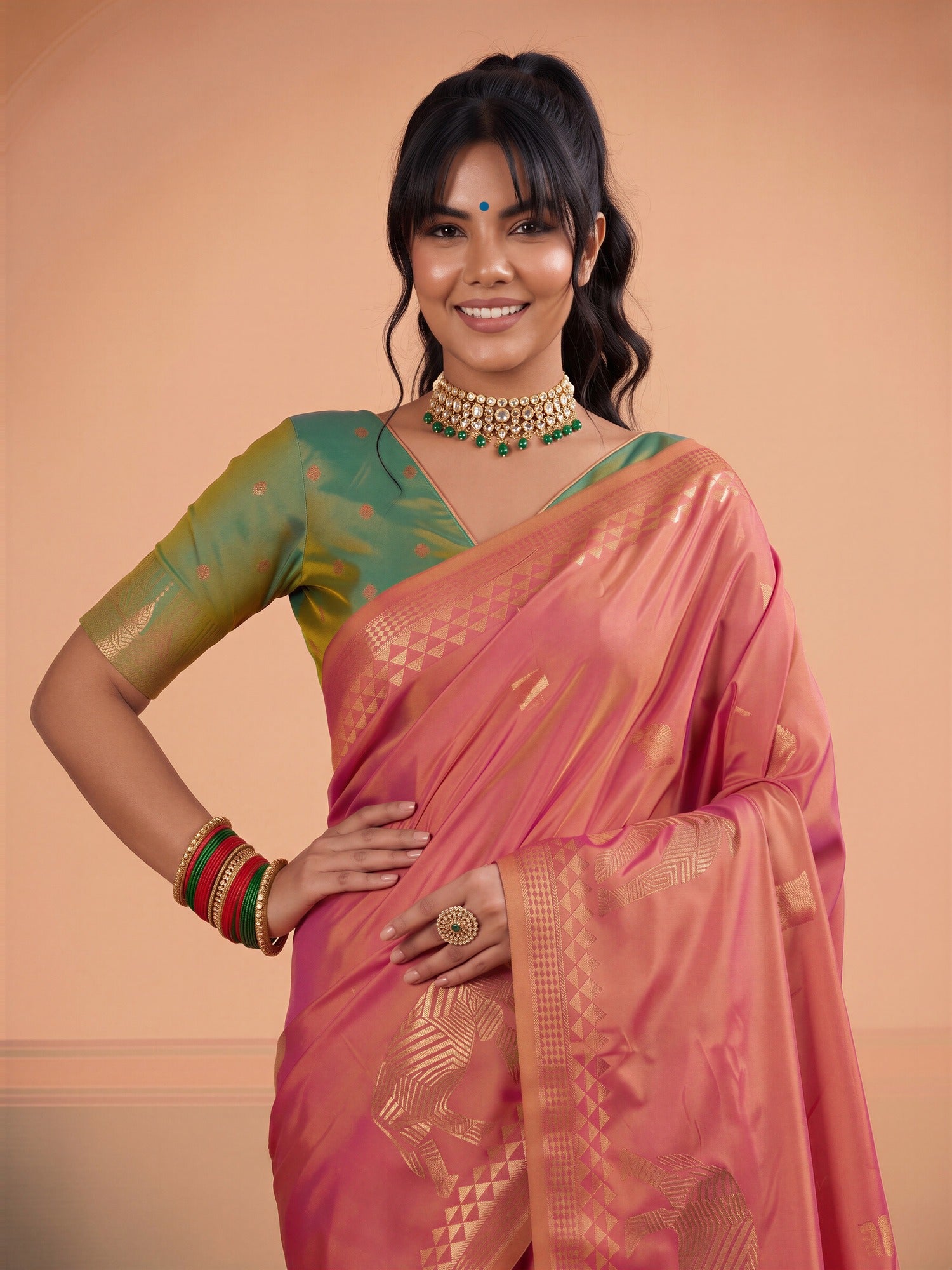 Pink Silk saree – detail view 4