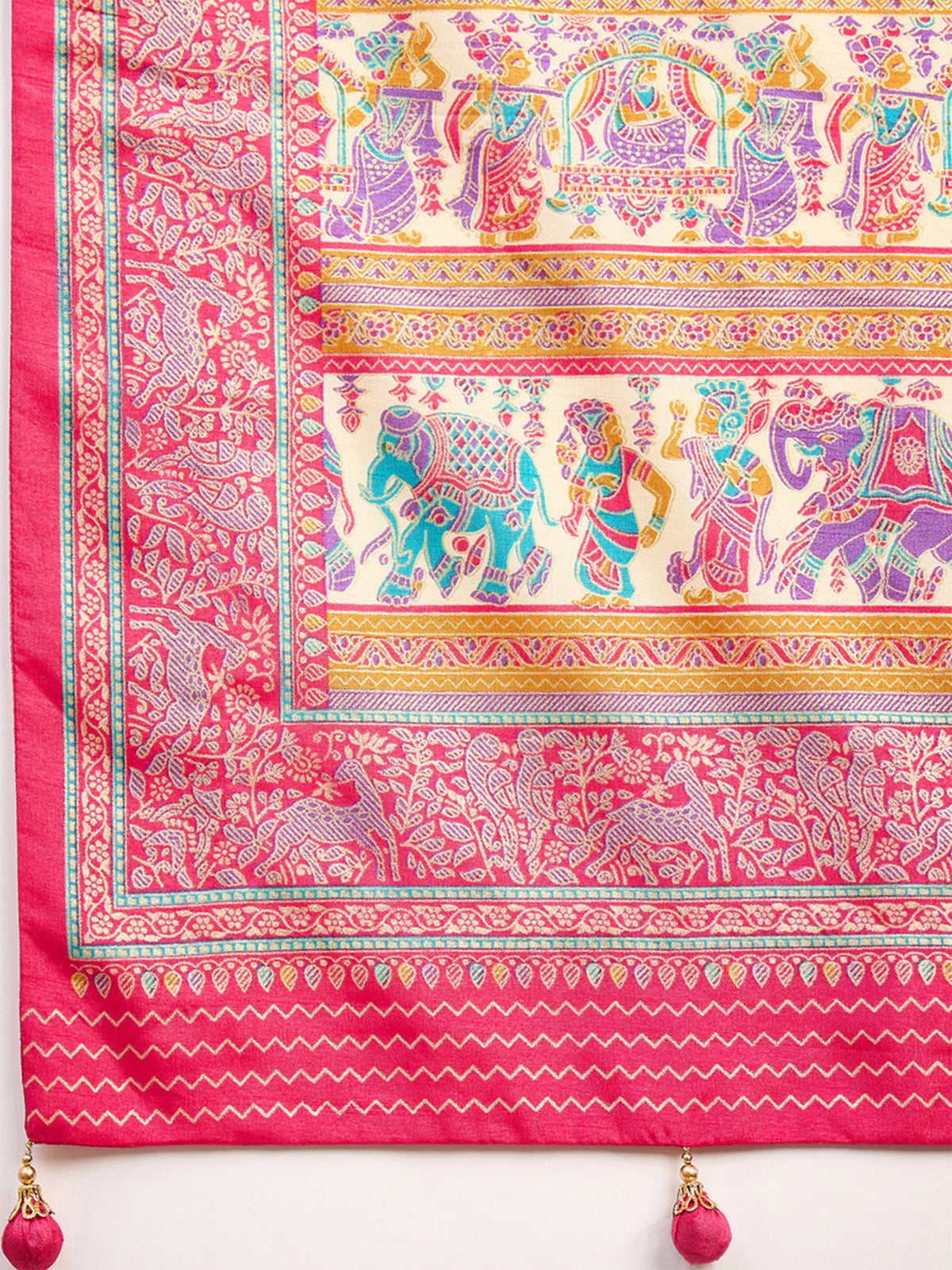 Cream Silk Blend saree – detail view 5