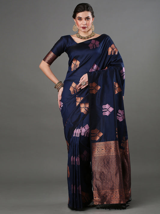 Midnight Navy banarasi Silk saree