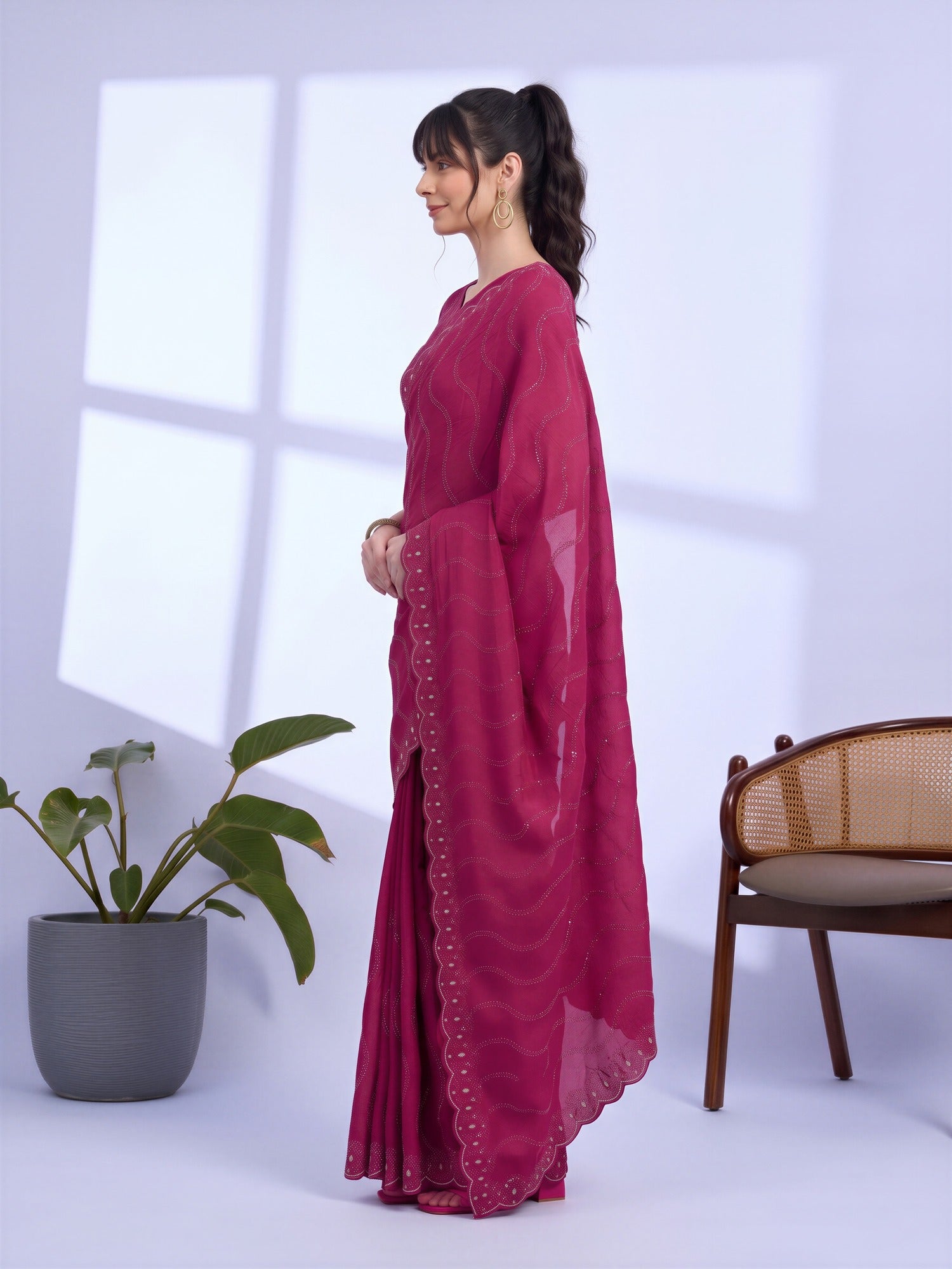 Pink Tissue saree – detail view 2