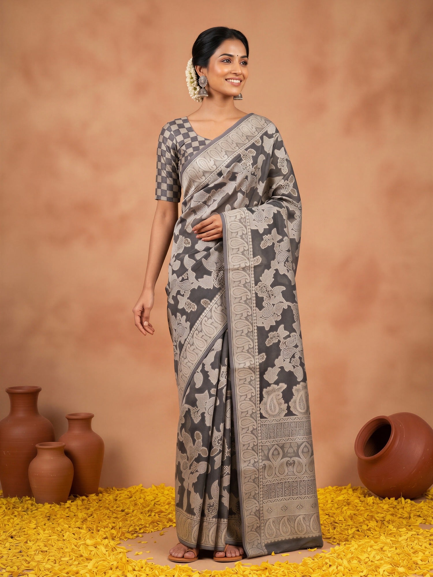 Black Organza saree – detail view 3