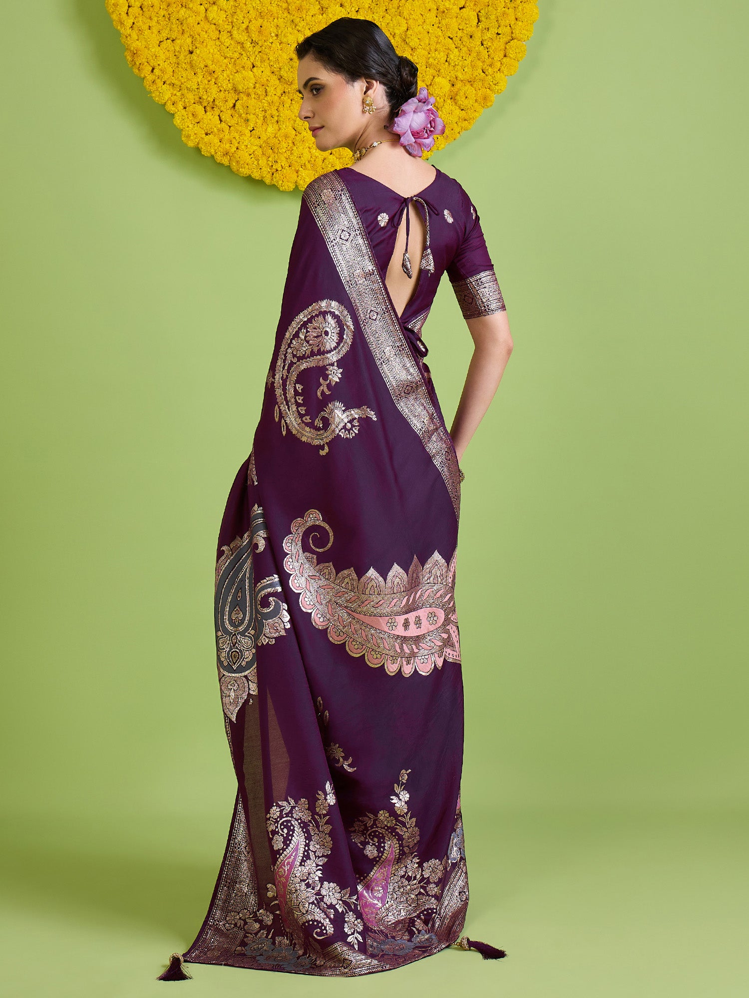 Wine Silk Blend saree – detail view 1