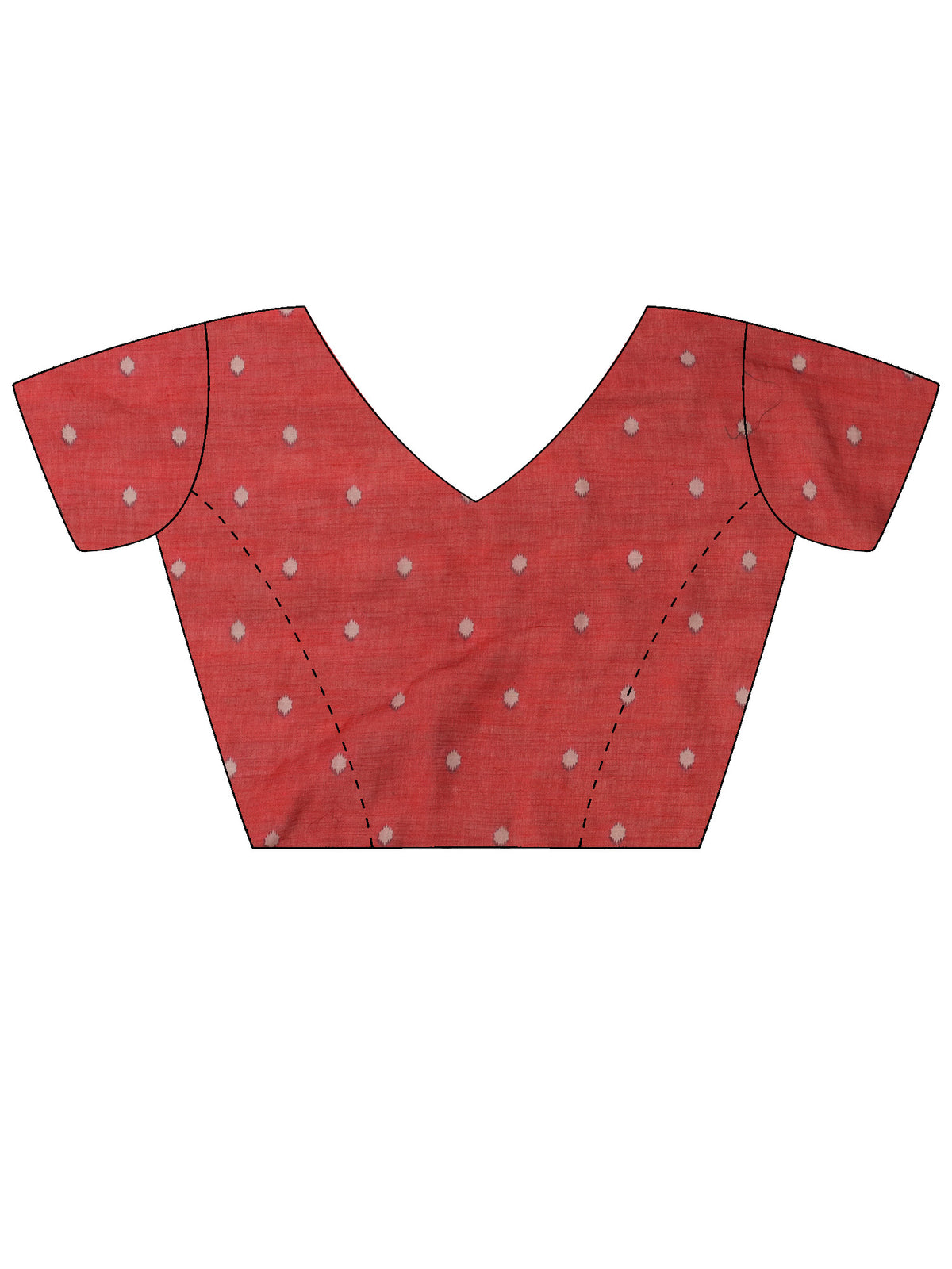 Unstitched orange linen blend blouse piece with geometric design