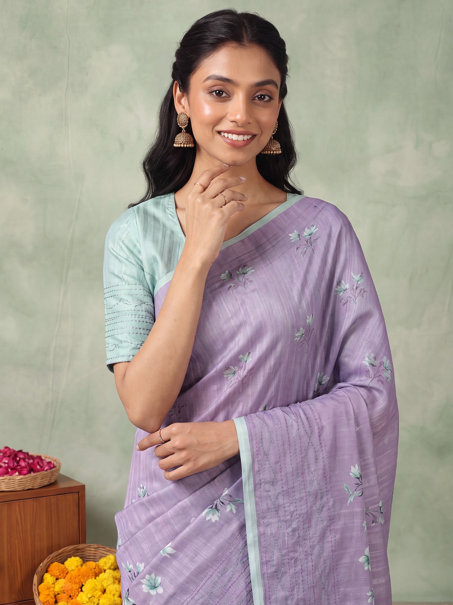Lavender Silk Blend saree – detail view 4