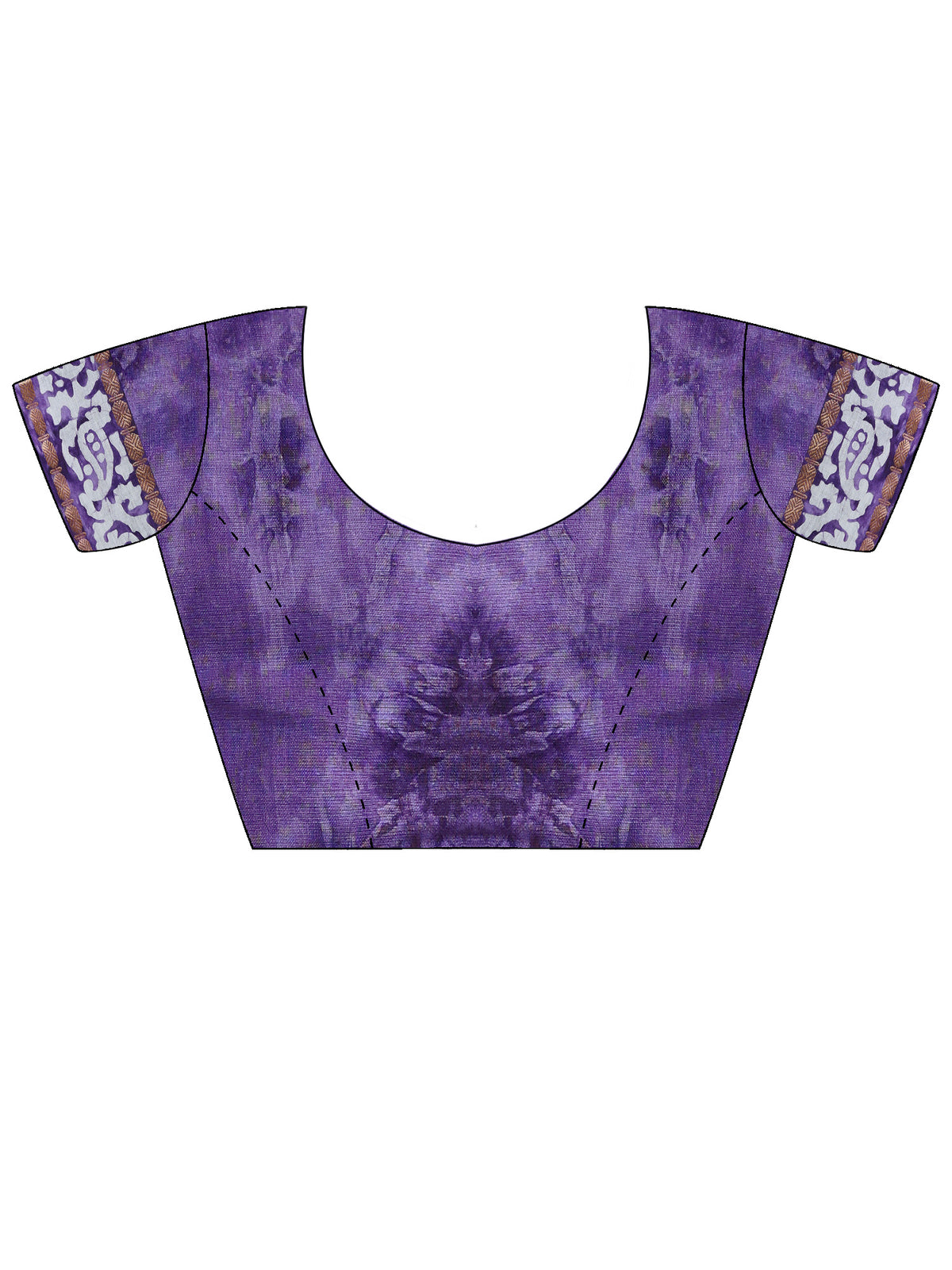 Unstitched purple cotton blouse piece with ethnic motif design