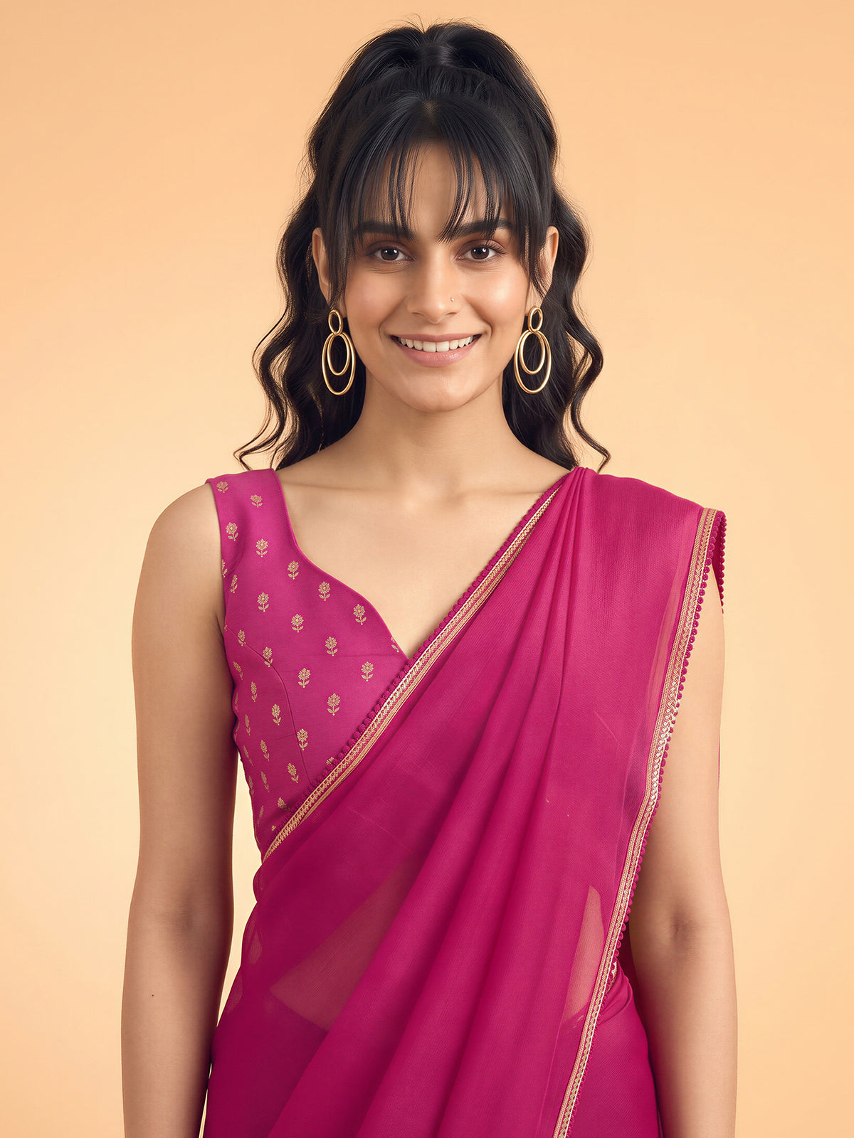 Pink Silk saree – detail view 4