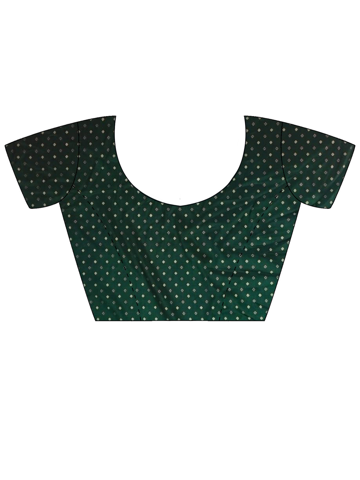 Unstitched green silk blend blouse piece with ethnic motif design