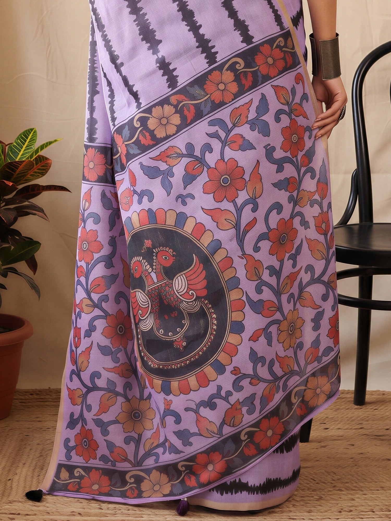 Lavender Cotton Blend saree – detail view 5