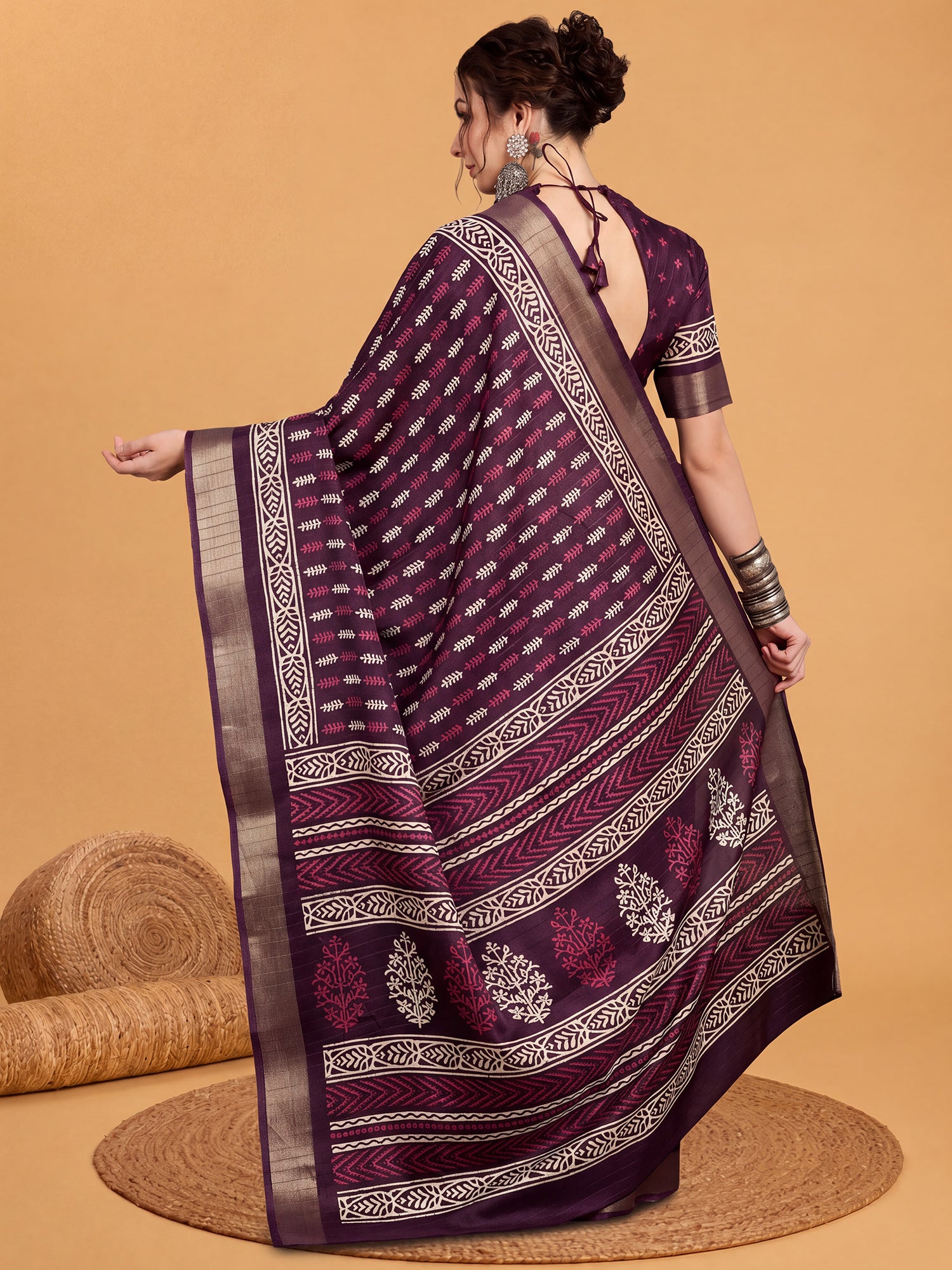 Purple Silk Blend saree – detail view 1